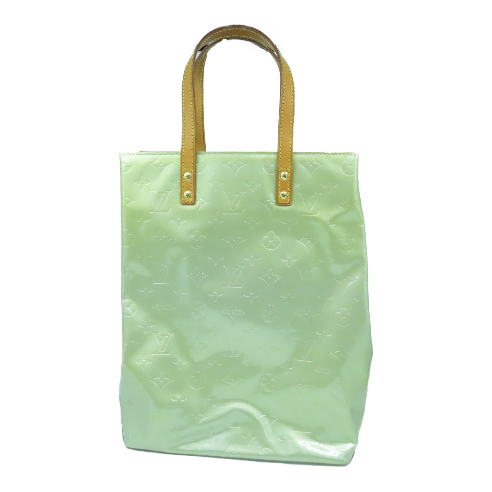 LOUIS VUITTON Vernis Reade MM金扣手挽袋绿色