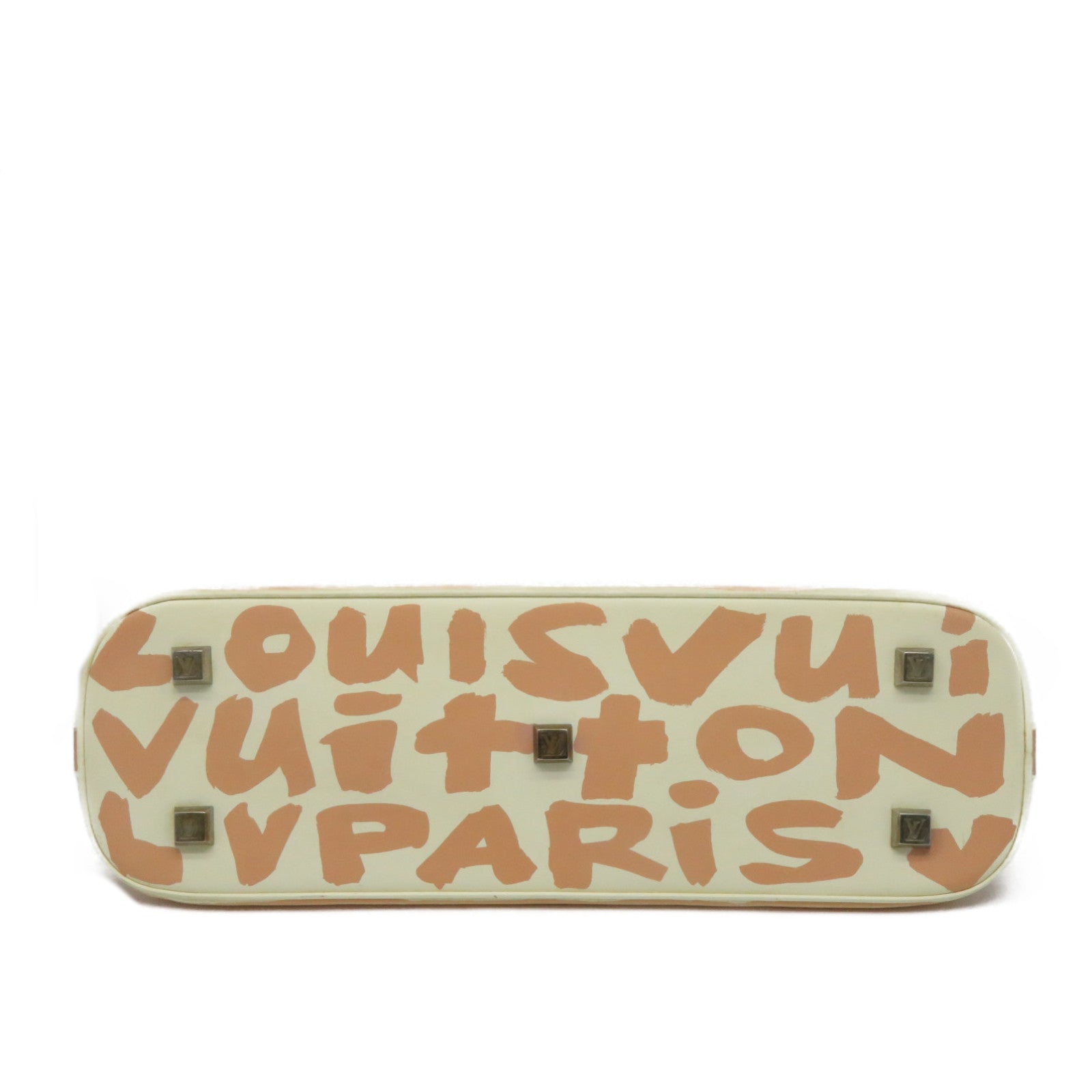LOUIS VUITTON Monogram Graffity Handbag银扣手挽袋米色