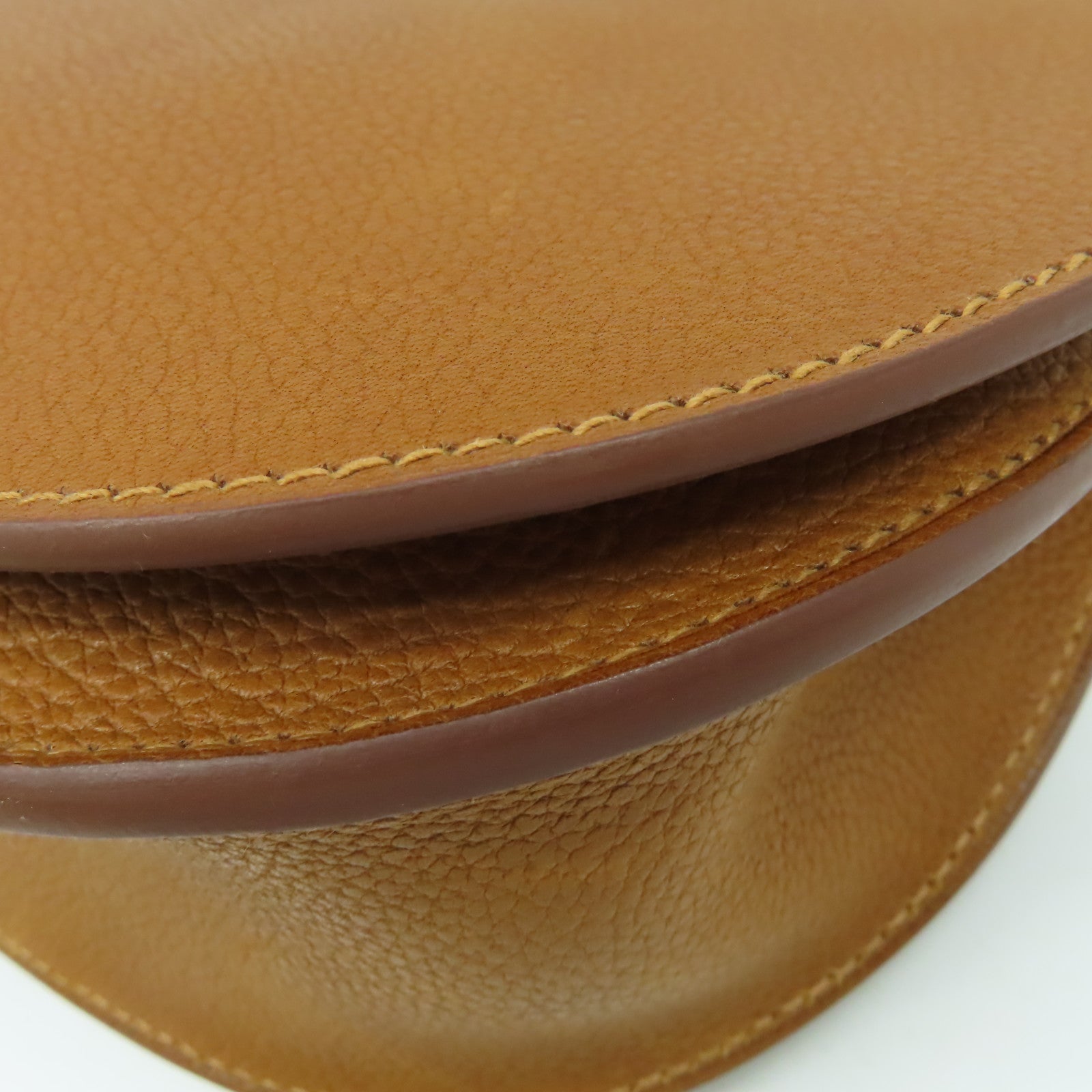 HERMES Clemence皮革Sac Saut Shoulder Bag金扣肩背袋經典駝色