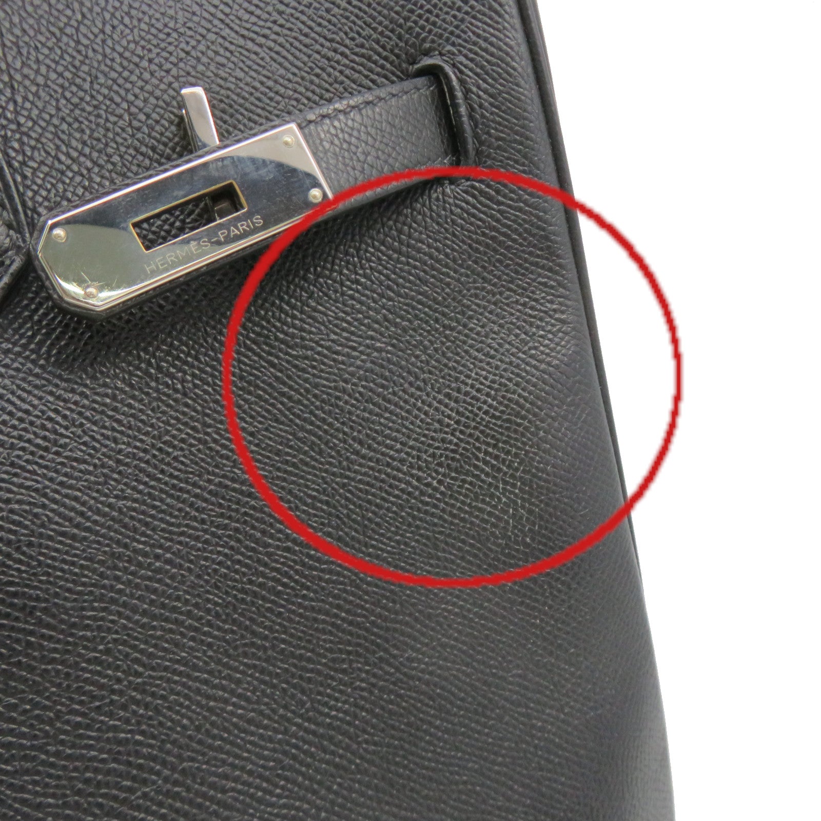 HERMES Epsom Leather Birkin 35 Hand Bag Silver Buckle Hand Bag Black