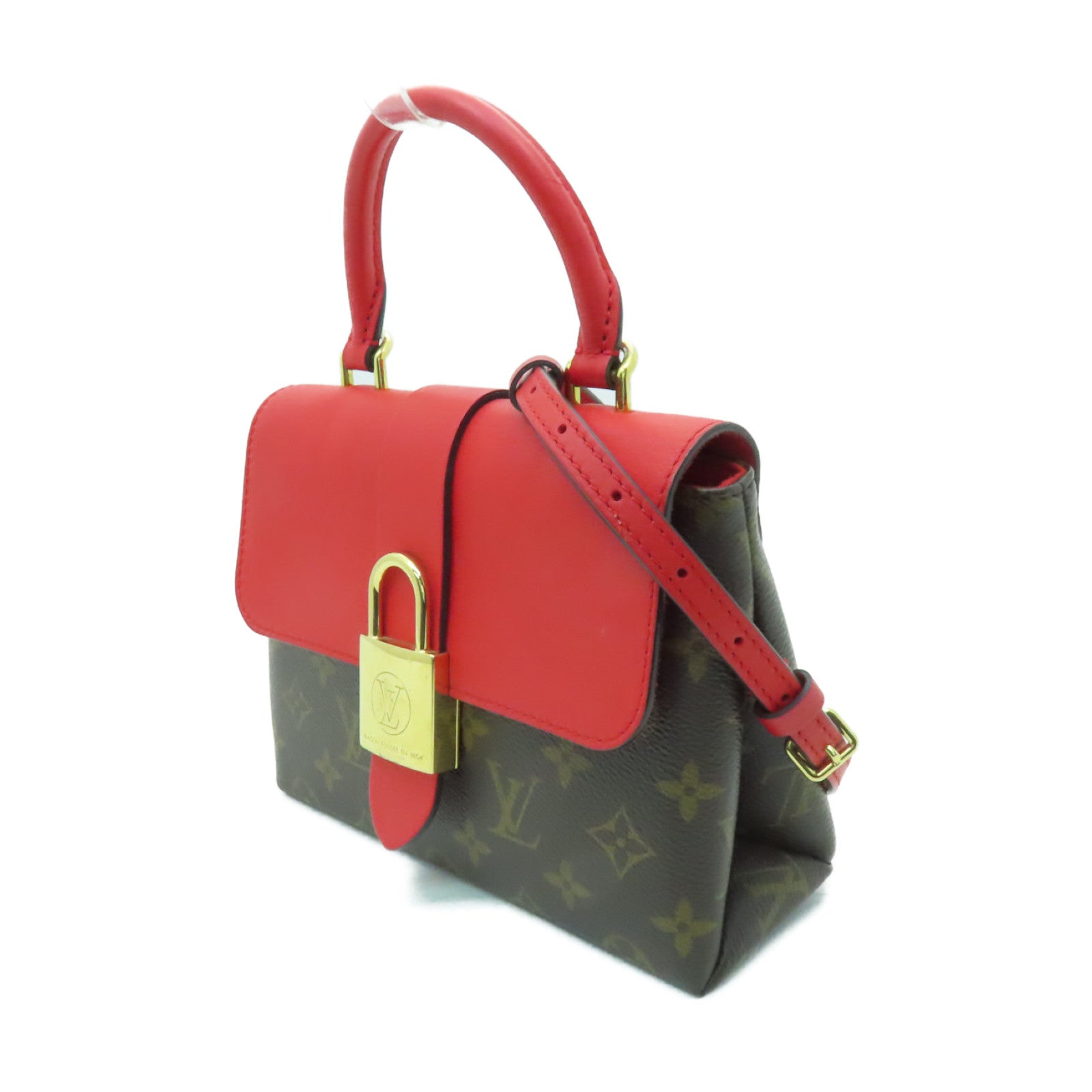 LOUIS VUITTON Monogram Locky BB金扣手挽肩背兩用袋紅色/棕色