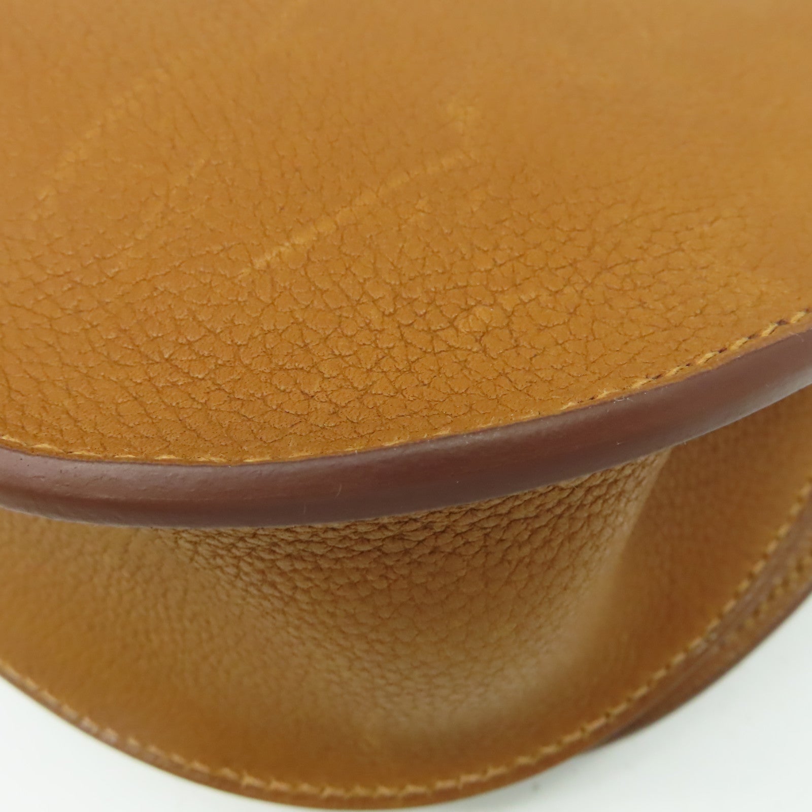 HERMES Clemence皮革Sac Saut Shoulder Bag金扣肩背袋經典駝色