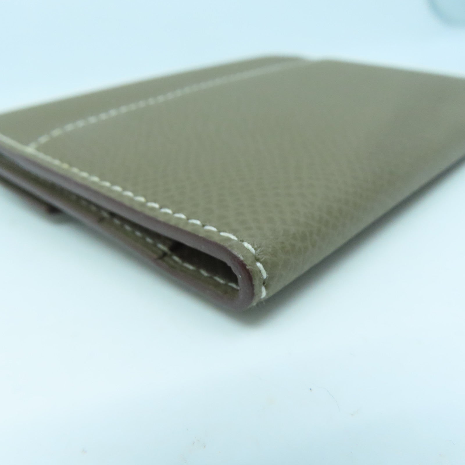 HERMES Epsom皮革Clic金扣卡片套啡色
