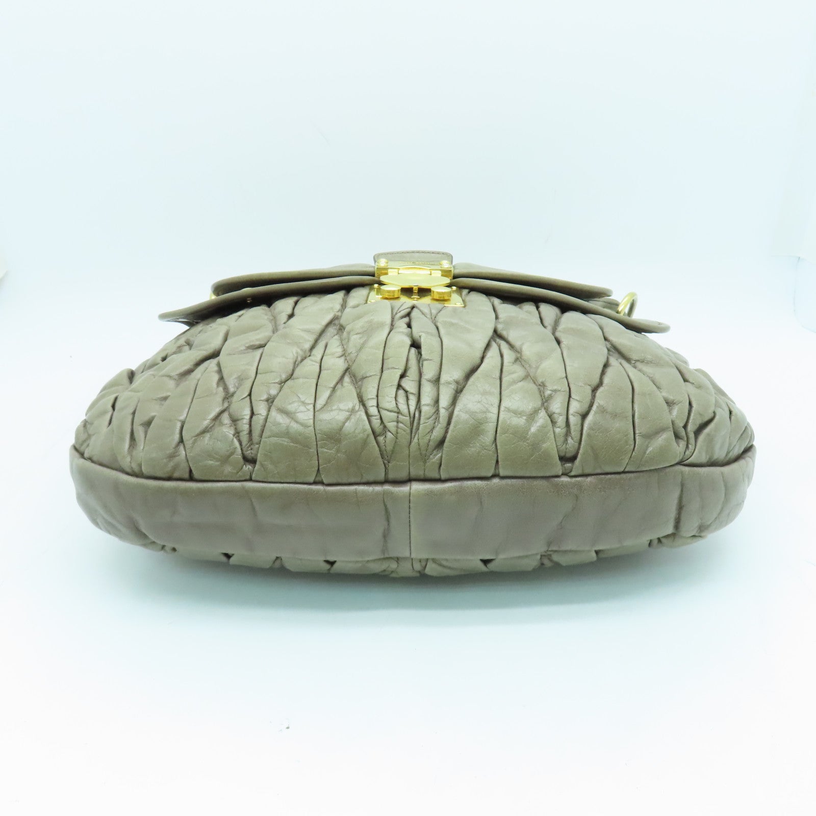 Miu Miu 【激減優惠】牛皮皮革Coffer Bag金扣手挽肩背兩用袋灰色