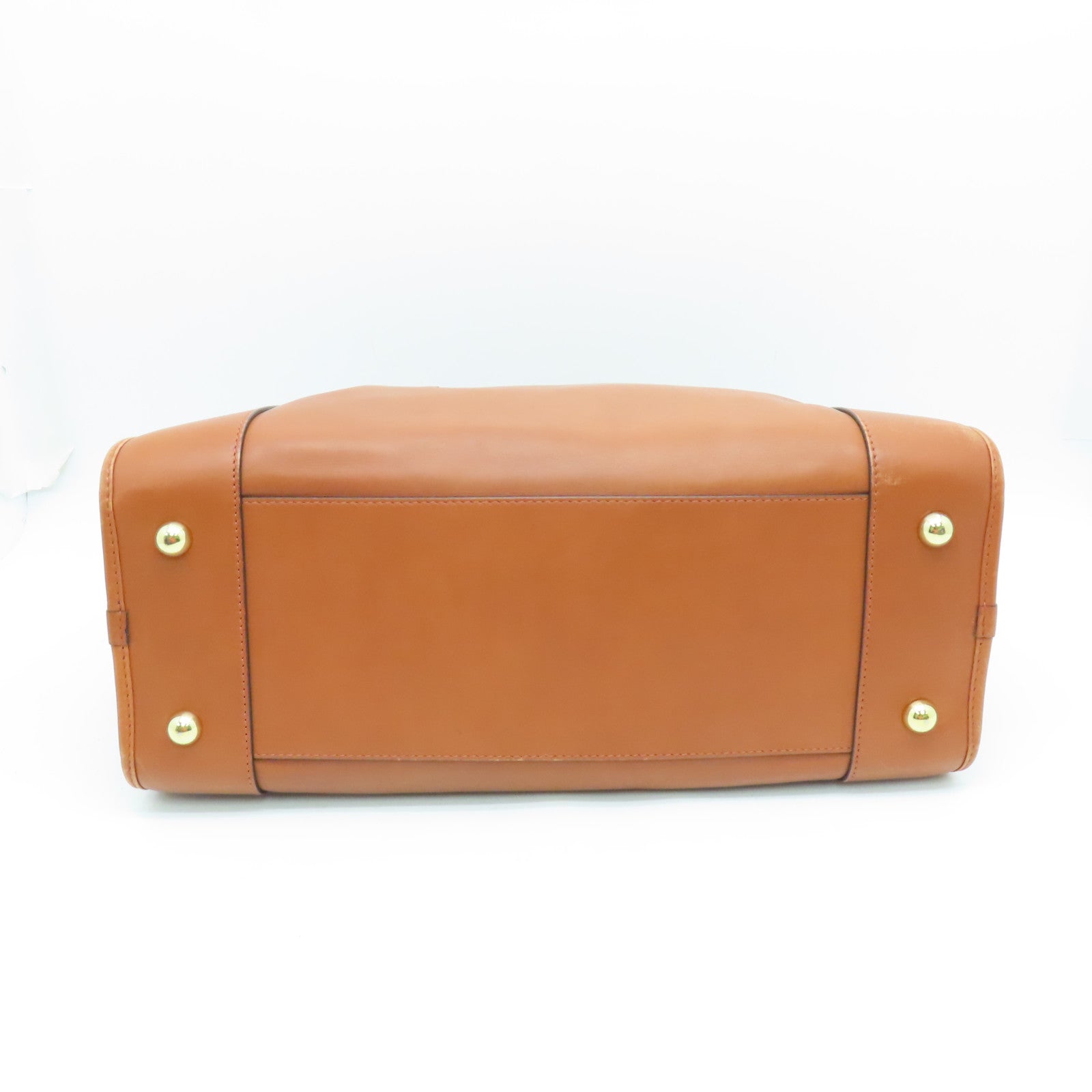 LOEWE cowhide leather Handbag gold buckle handle bag brown