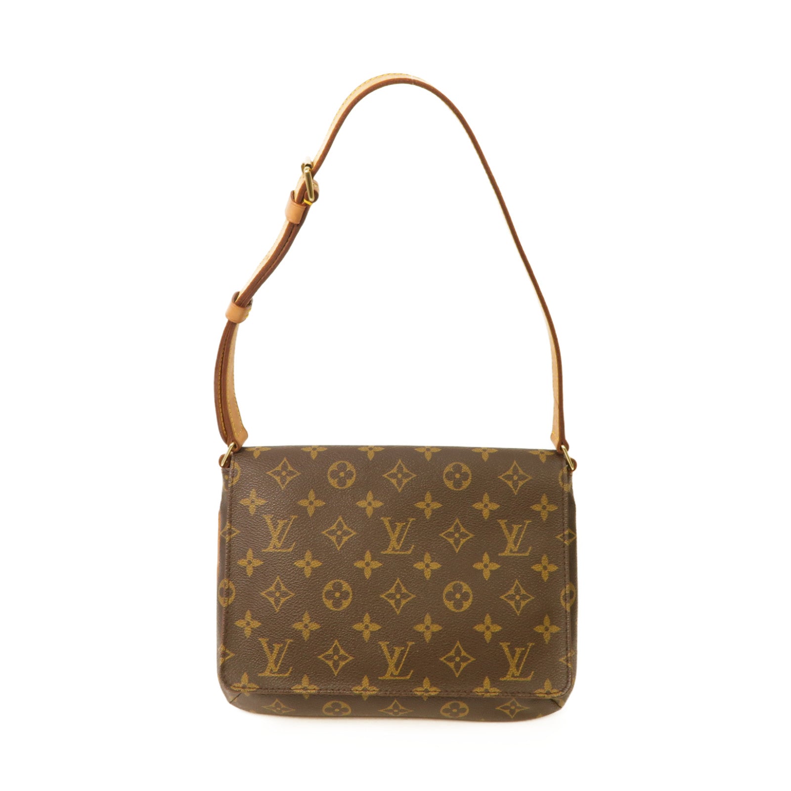 LOUIS VUITTON Monogram Musette Tango金扣肩背袋棕色