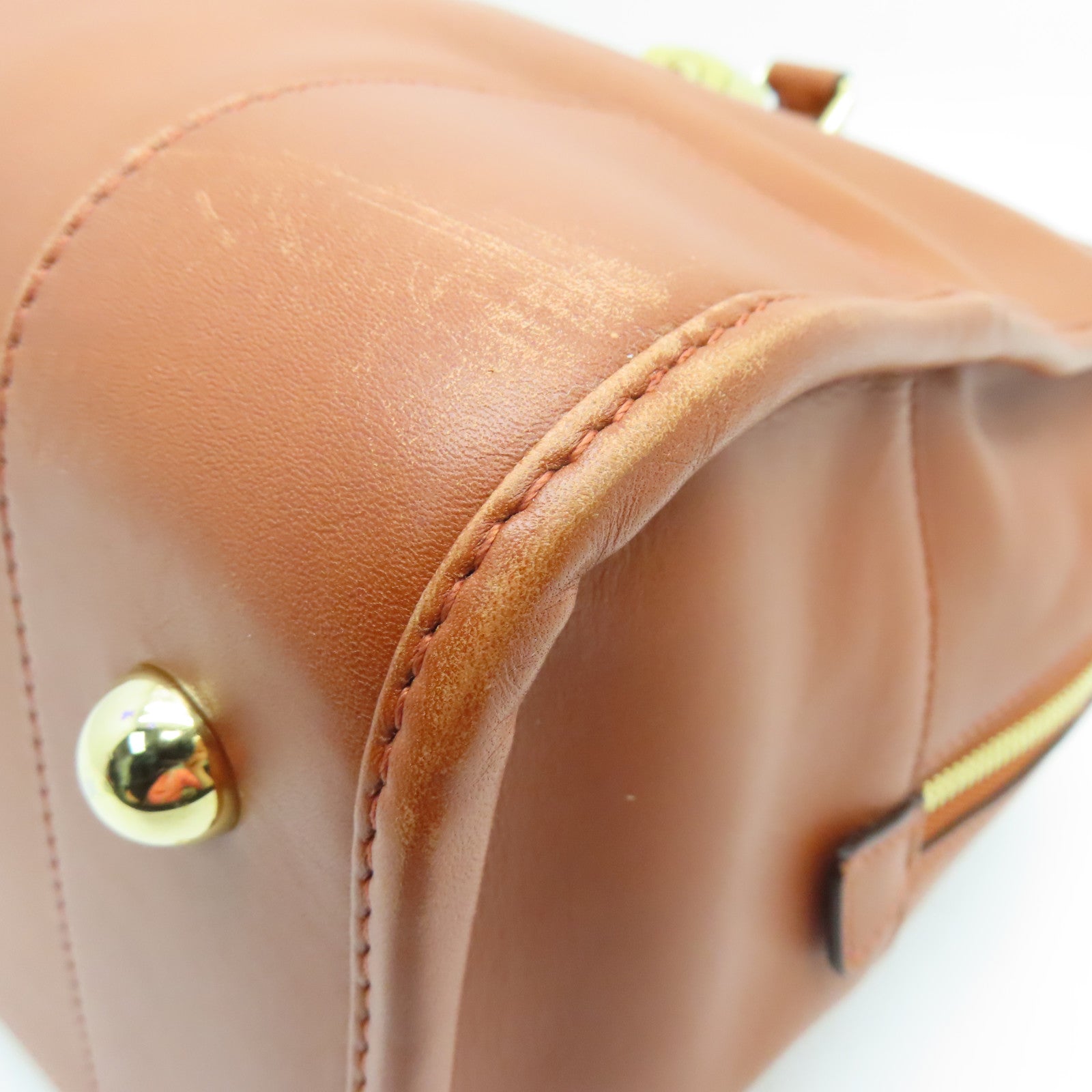 LOEWE cowhide leather Handbag gold buckle handle bag brown