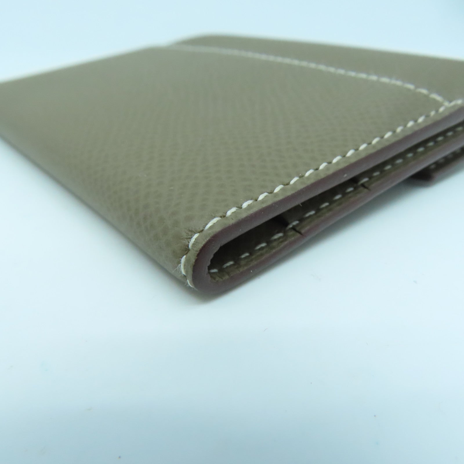 HERMES Epsom皮革Clic金扣卡片套啡色