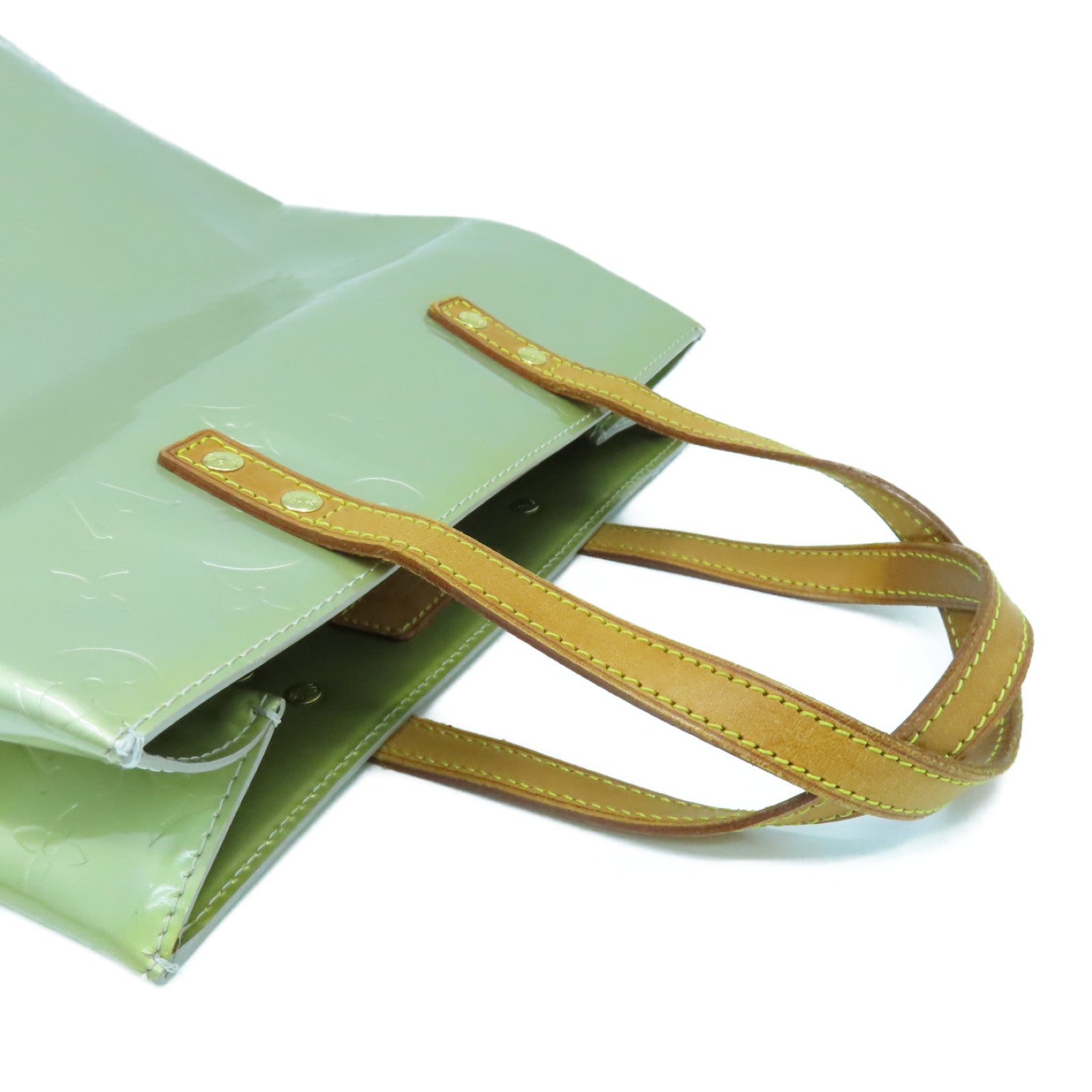 LOUIS VUITTON Vernis Reade MM金扣手挽袋绿色