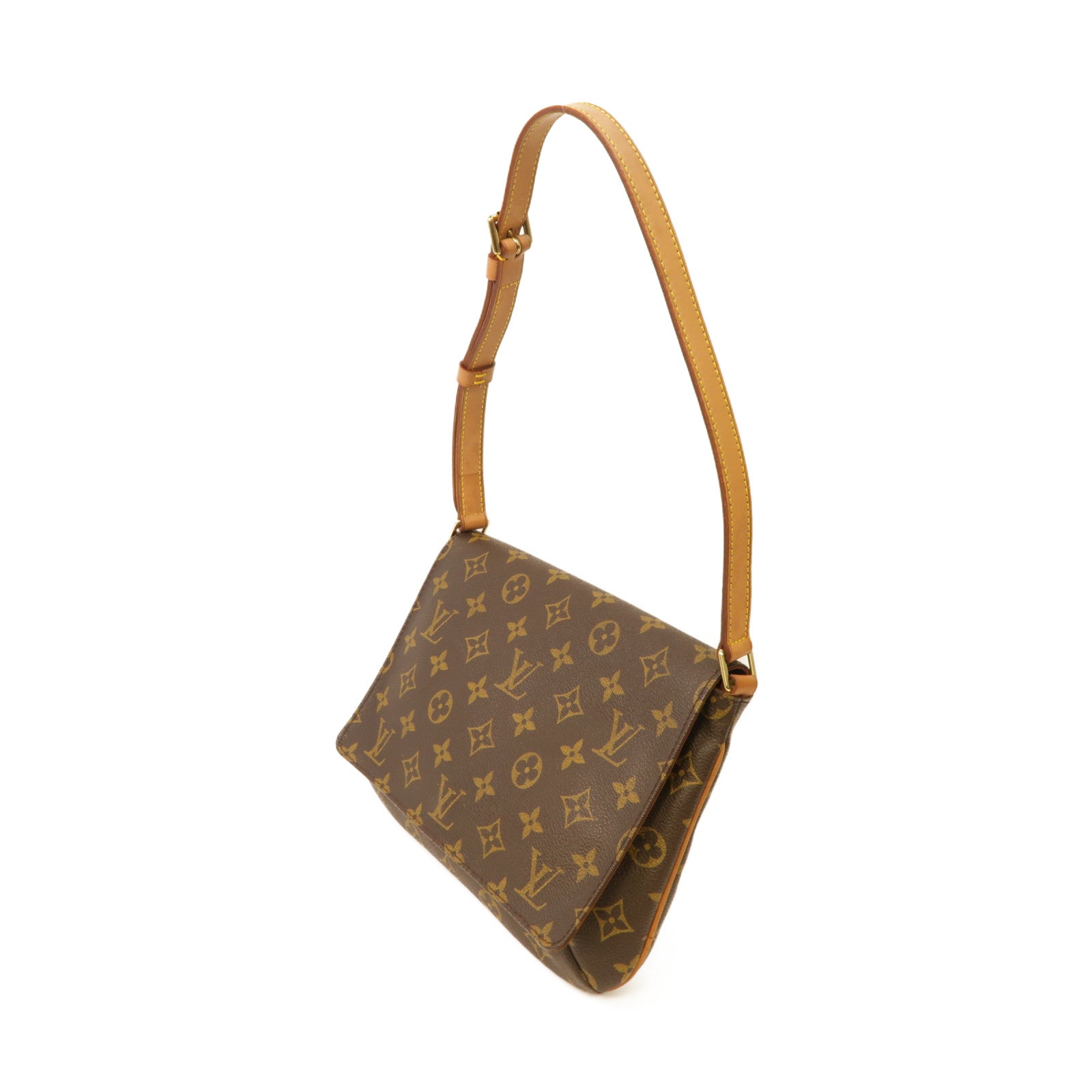 LOUIS VUITTON Monogram Musette Tango金扣肩背袋棕色