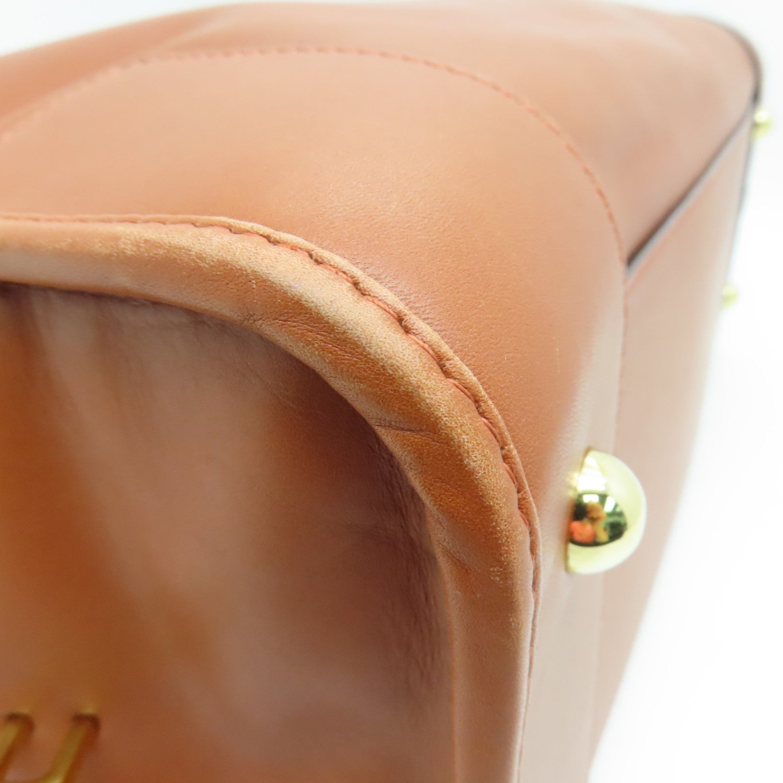 LOEWE cowhide leather Handbag gold buckle handle bag brown