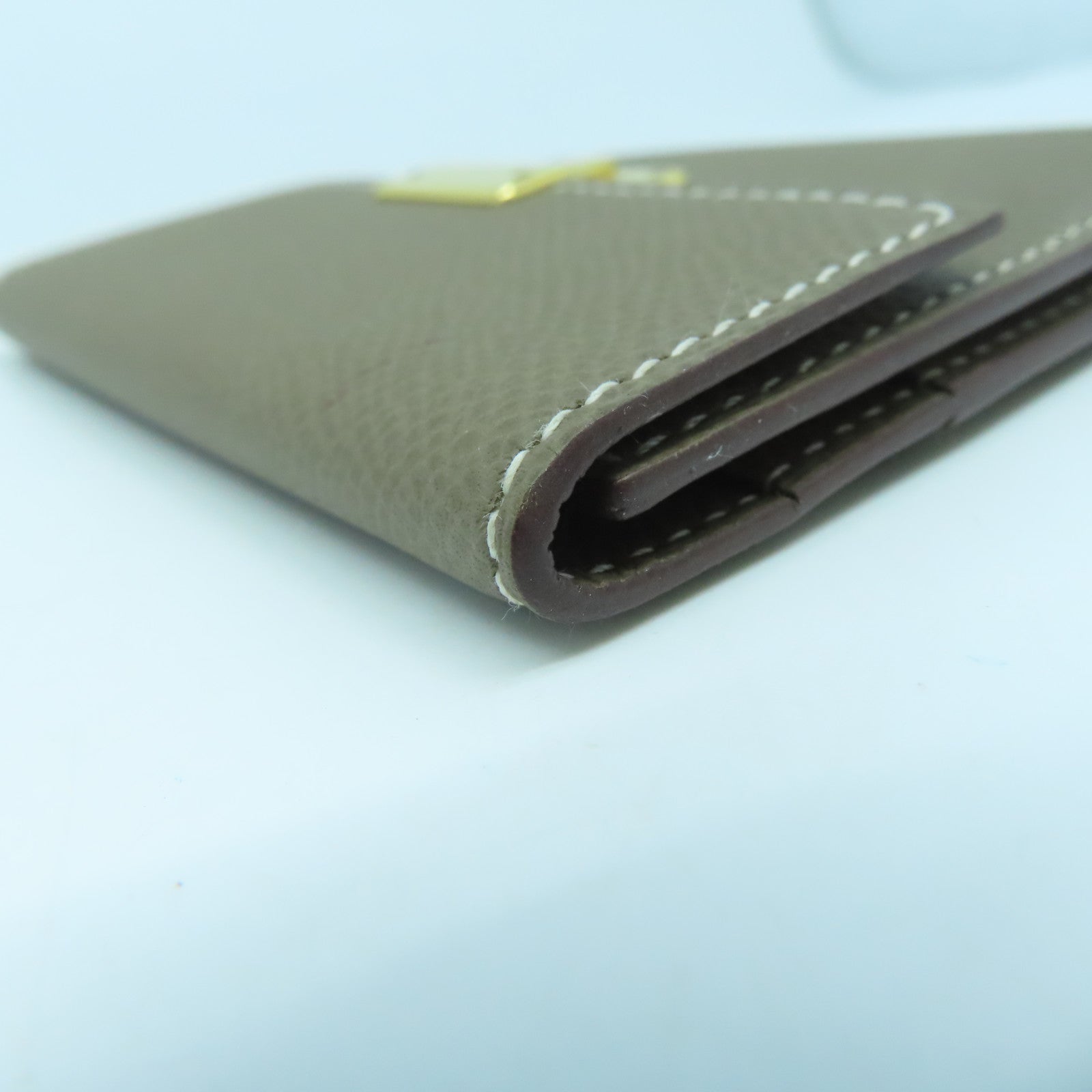 HERMES Epsom皮革Clic金扣卡片套啡色