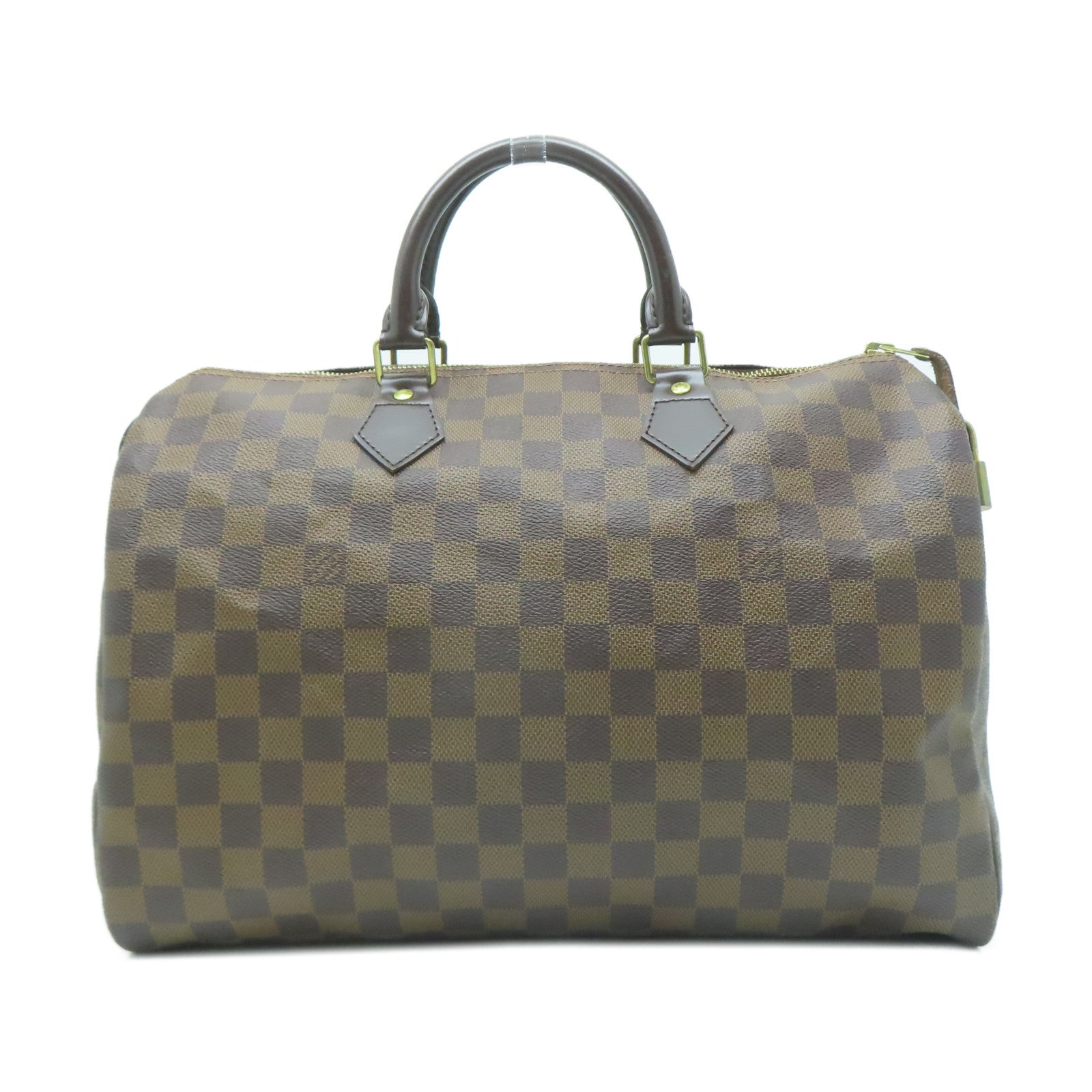 LOUIS VUITTON Damier Speedy 35金扣手挽袋啡色