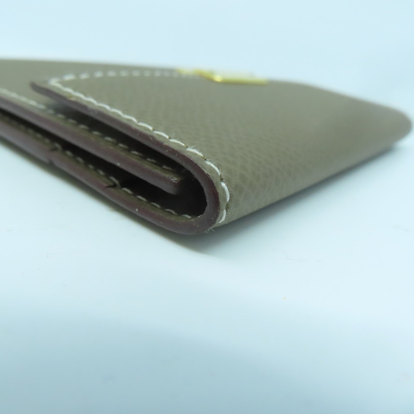 HERMES Epsom皮革Clic金扣卡片套啡色