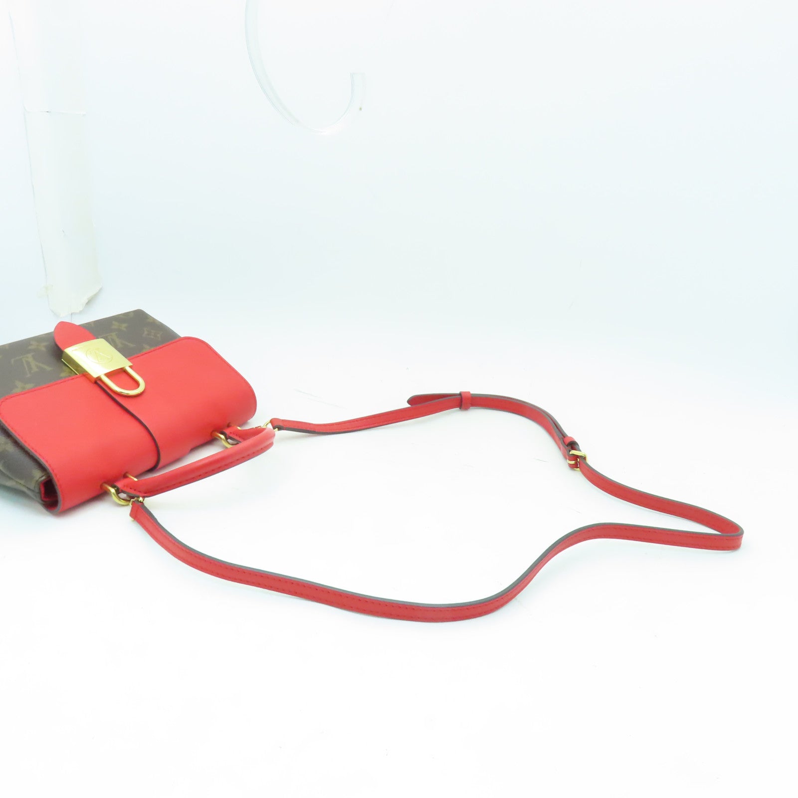 LOUIS VUITTON Monogram Locky BB金扣手挽肩背兩用袋紅色/棕色