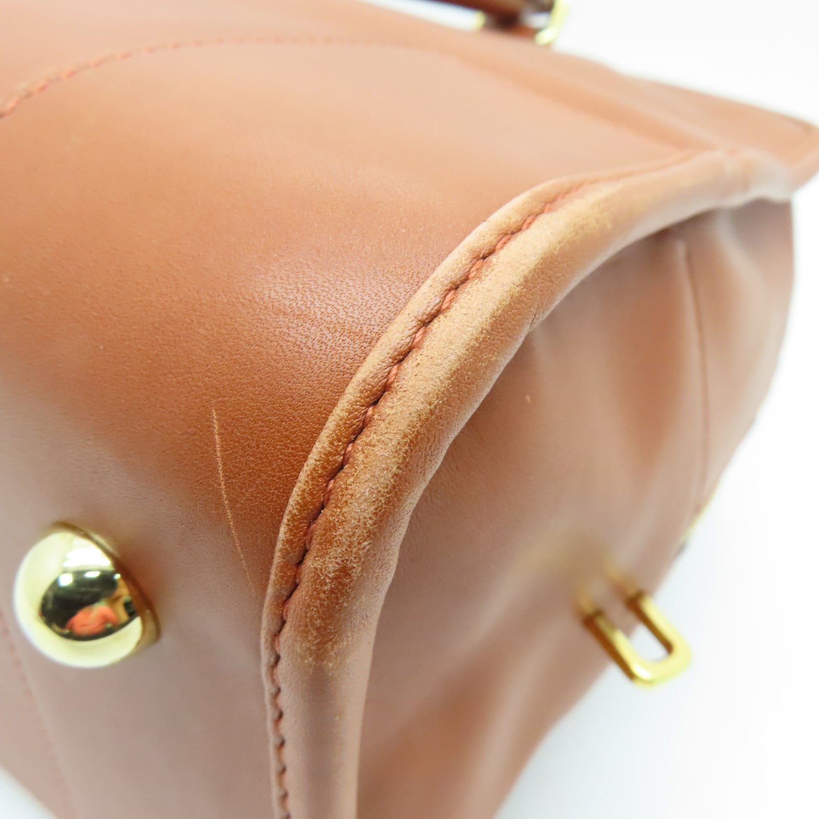 LOEWE cowhide leather Handbag gold buckle handle bag brown