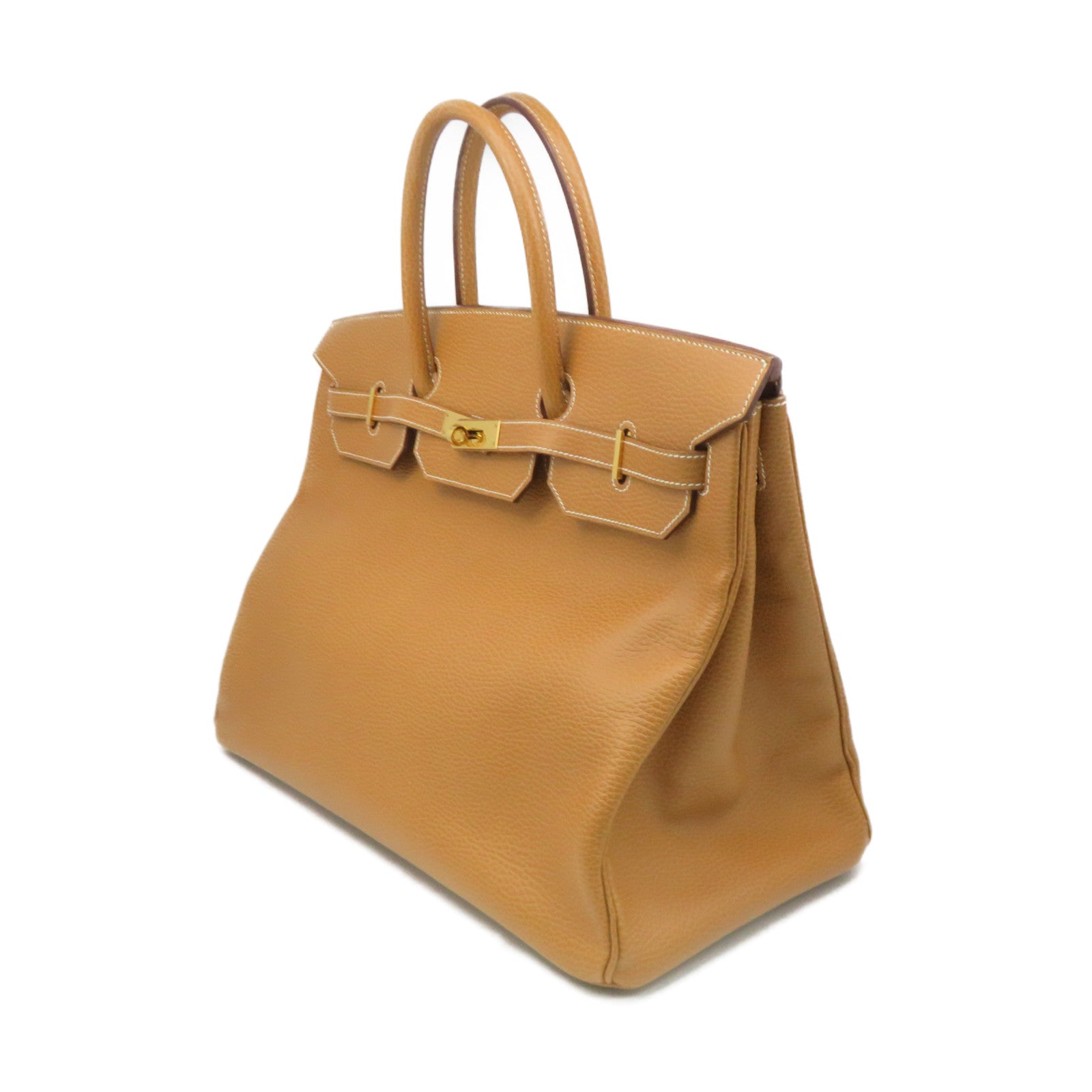 HERMES Ardennes Leather Birkin 40 Hand Bag Gold Buckle Hand Bag Naturel  Brown