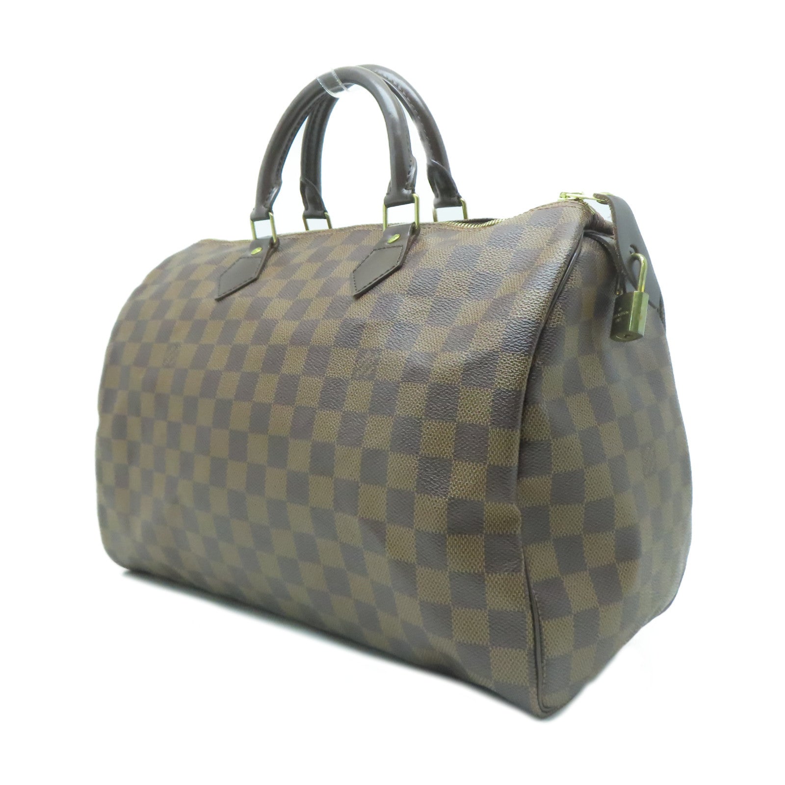 LOUIS VUITTON Damier Speedy 35金扣手挽袋啡色