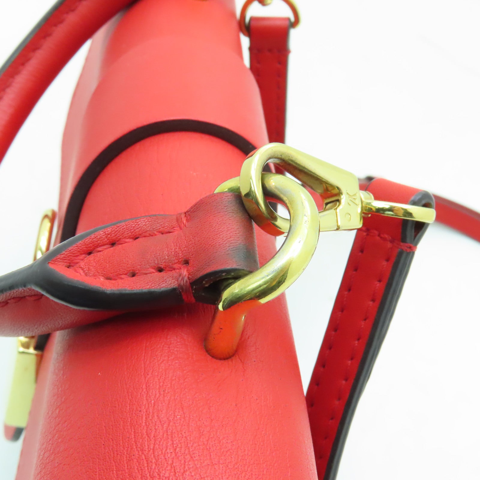 LOUIS VUITTON Monogram Locky BB金扣手挽肩背兩用袋紅色/棕色