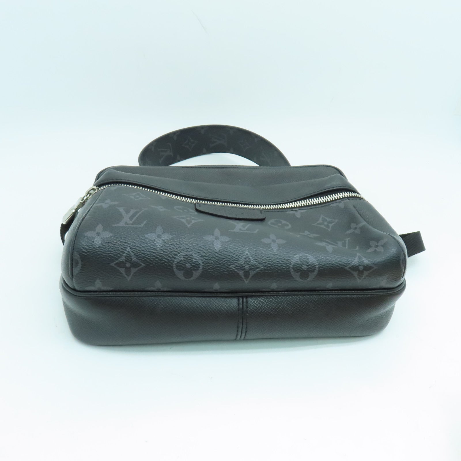 LOUIS VUITTON Monogram Eclipse Outdoor Messenger PM Silver Buckle Shoulder Bag Black