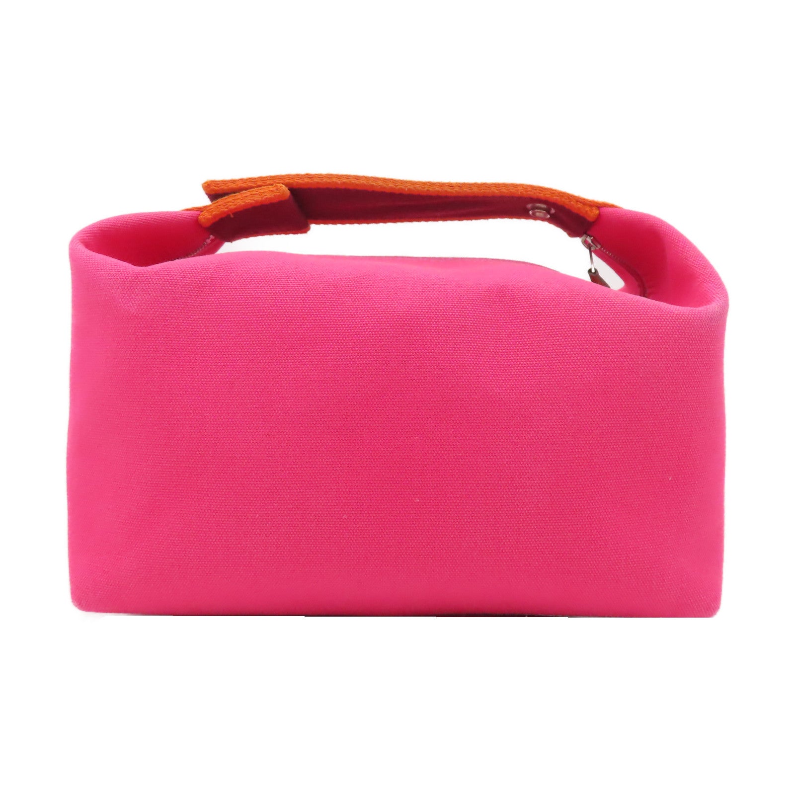 HERMES 帆布Bride a Brac Case銀扣手挽袋粉紅色