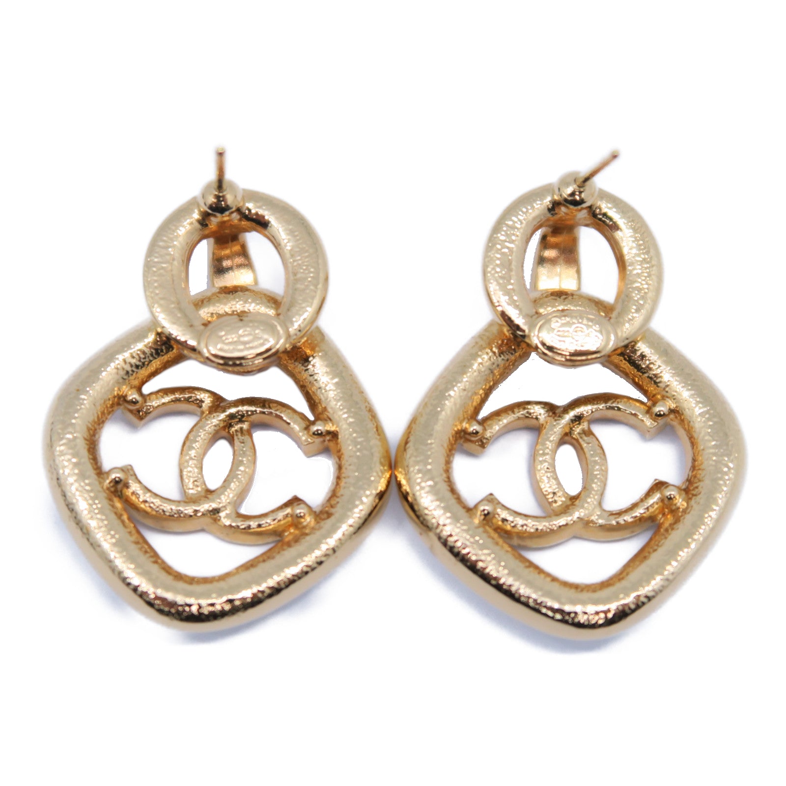 CHANEL 金屬Earrings金扣耳環白色/黑色