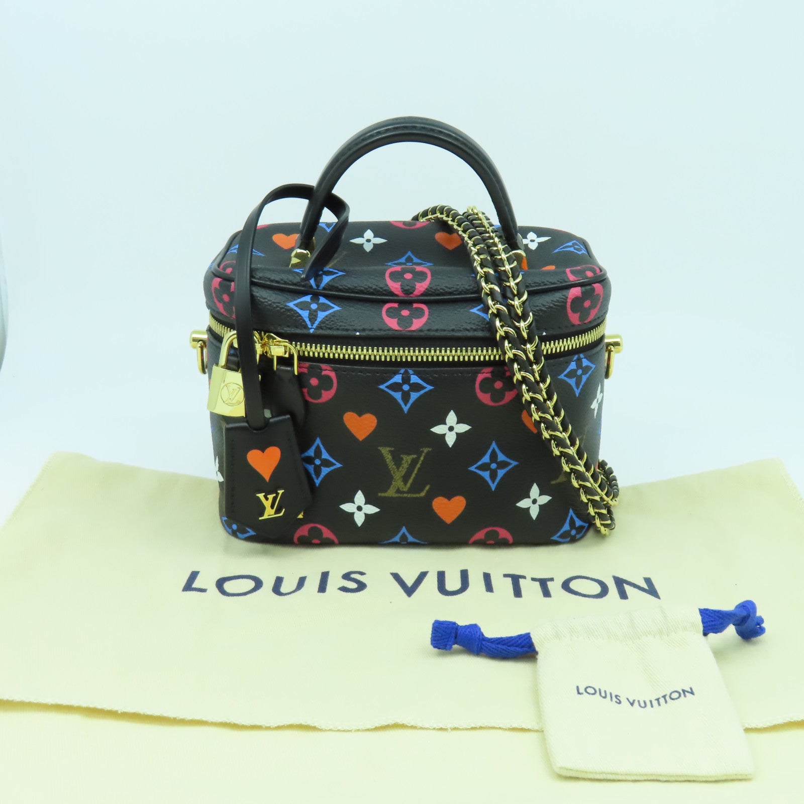 LOUIS VUITTON Game On Monogram Vanity PM金扣手挽肩背兩用袋黑色