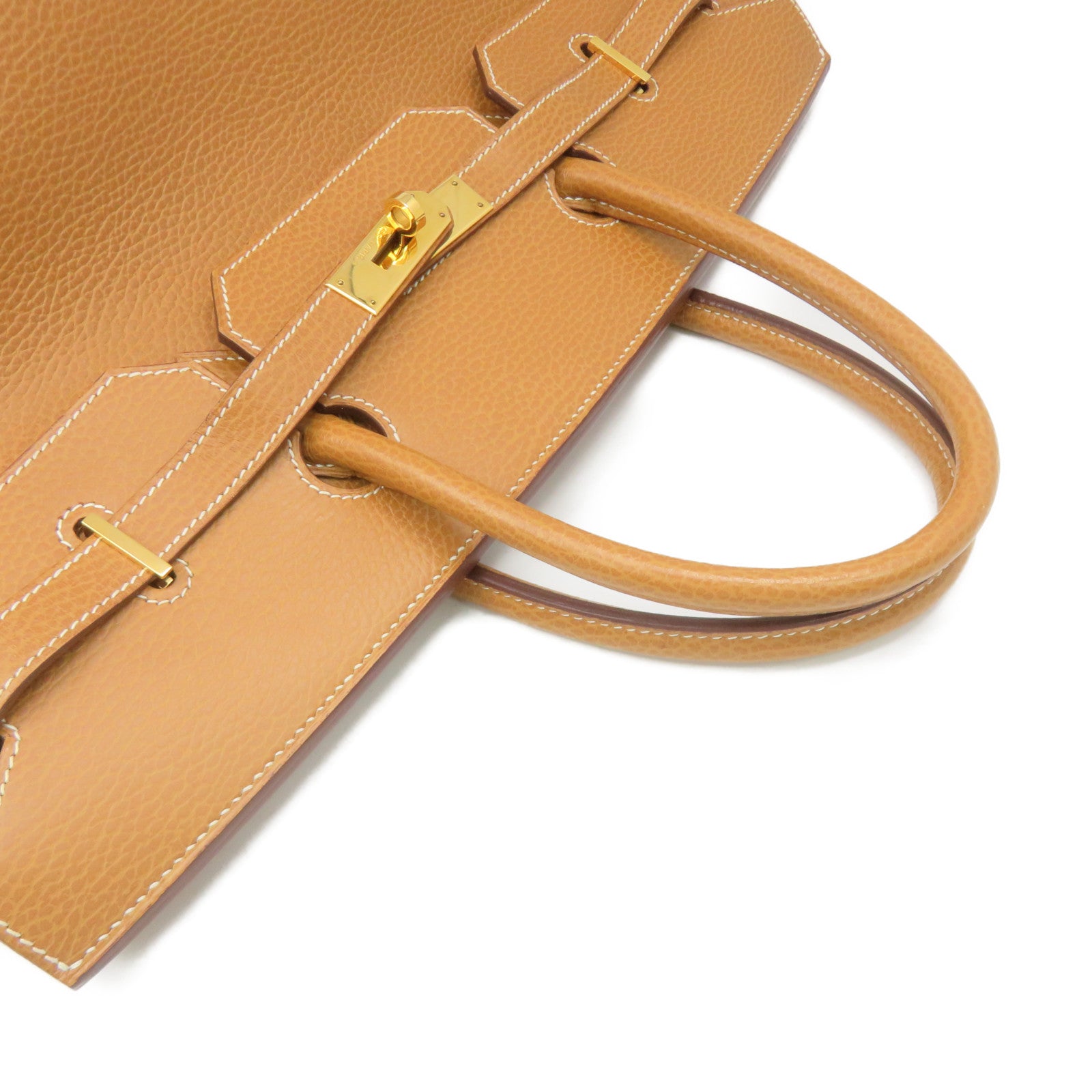 HERMES Ardennes Leather Birkin 40 Hand Bag Gold Buckle Hand Bag Naturel Brown