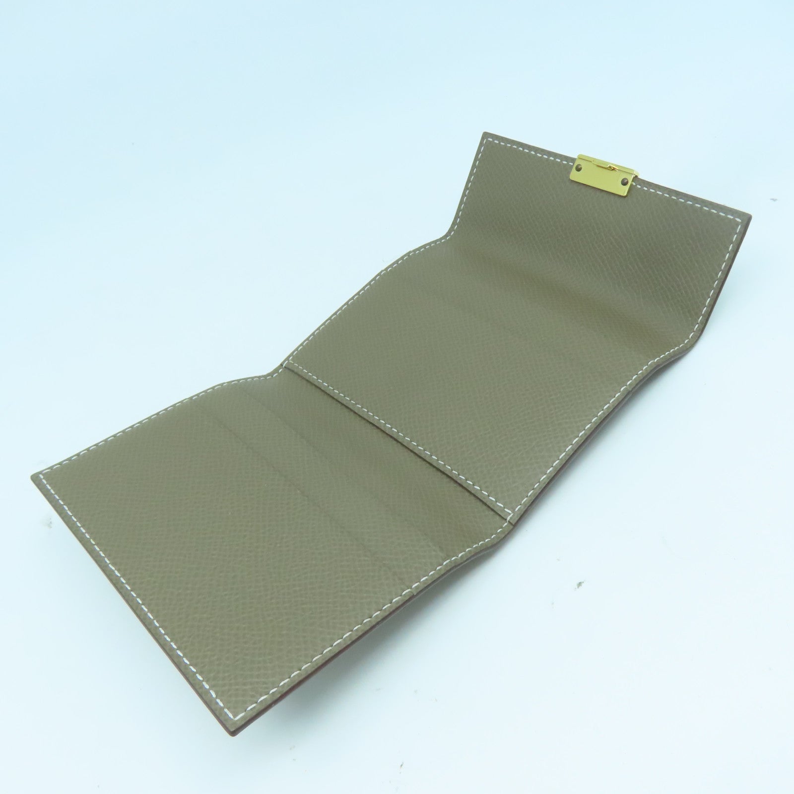 HERMES Epsom皮革Clic金扣卡片套啡色