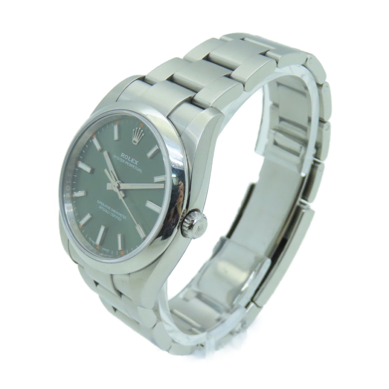 ROLEX Oyster Perpetual Stainless Steel Watch Automatic Movement Green