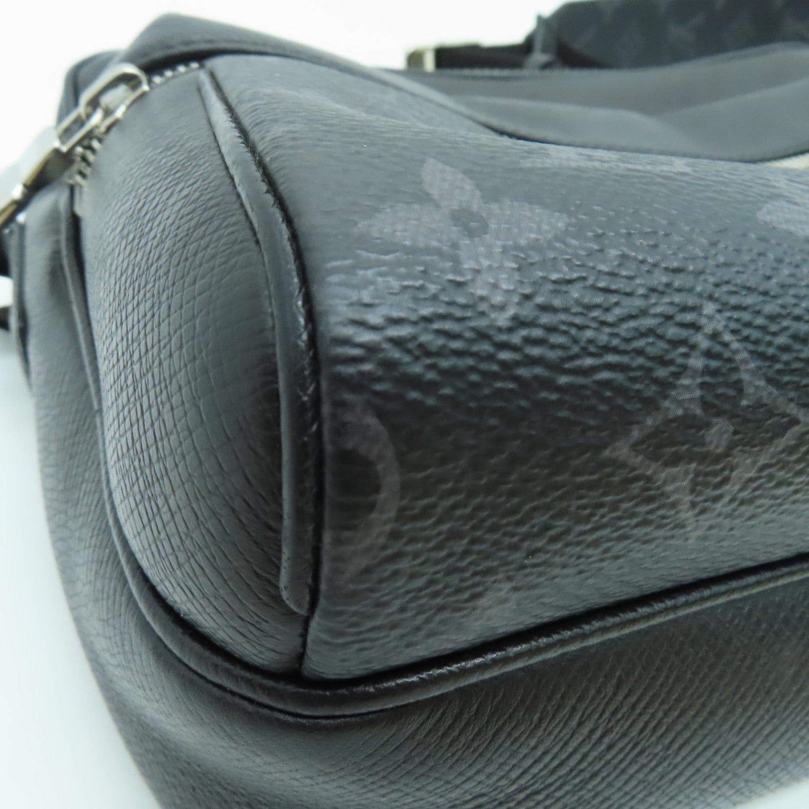 LOUIS VUITTON Monogram Eclipse Outdoor Messenger PM Silver Buckle Shoulder Bag Black
