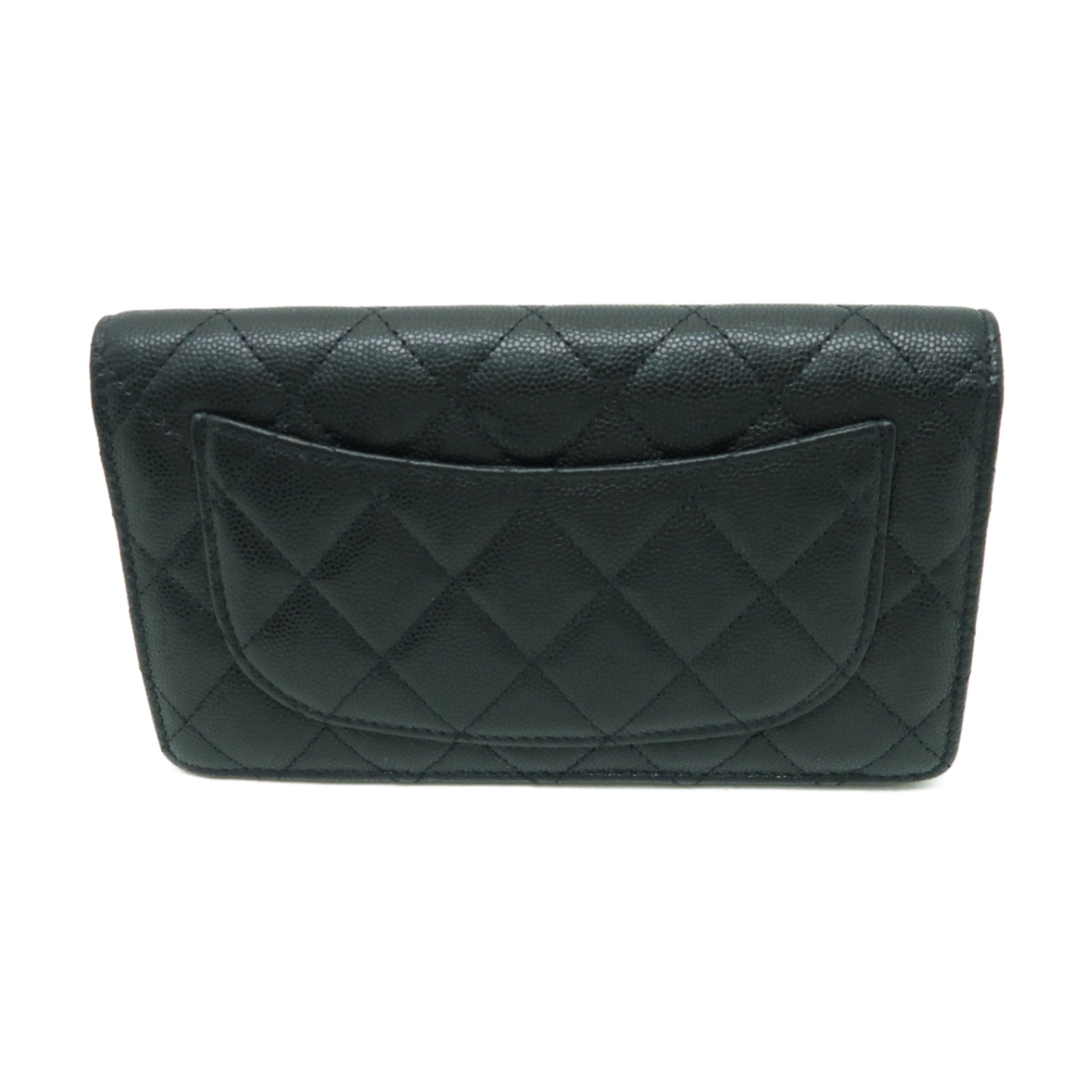 CHANEL 菱格Caviar皮革Long Wallet金扣長錢包黒色