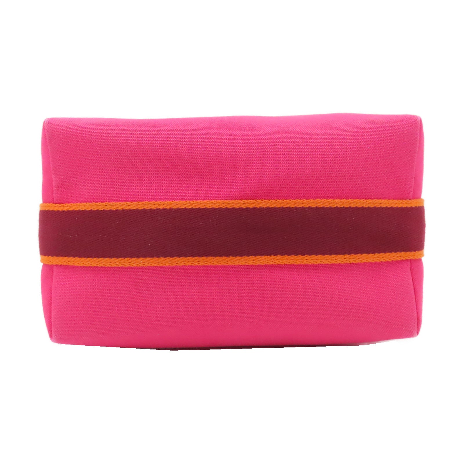 HERMES 帆布Bride a Brac Case銀扣手挽袋粉紅色