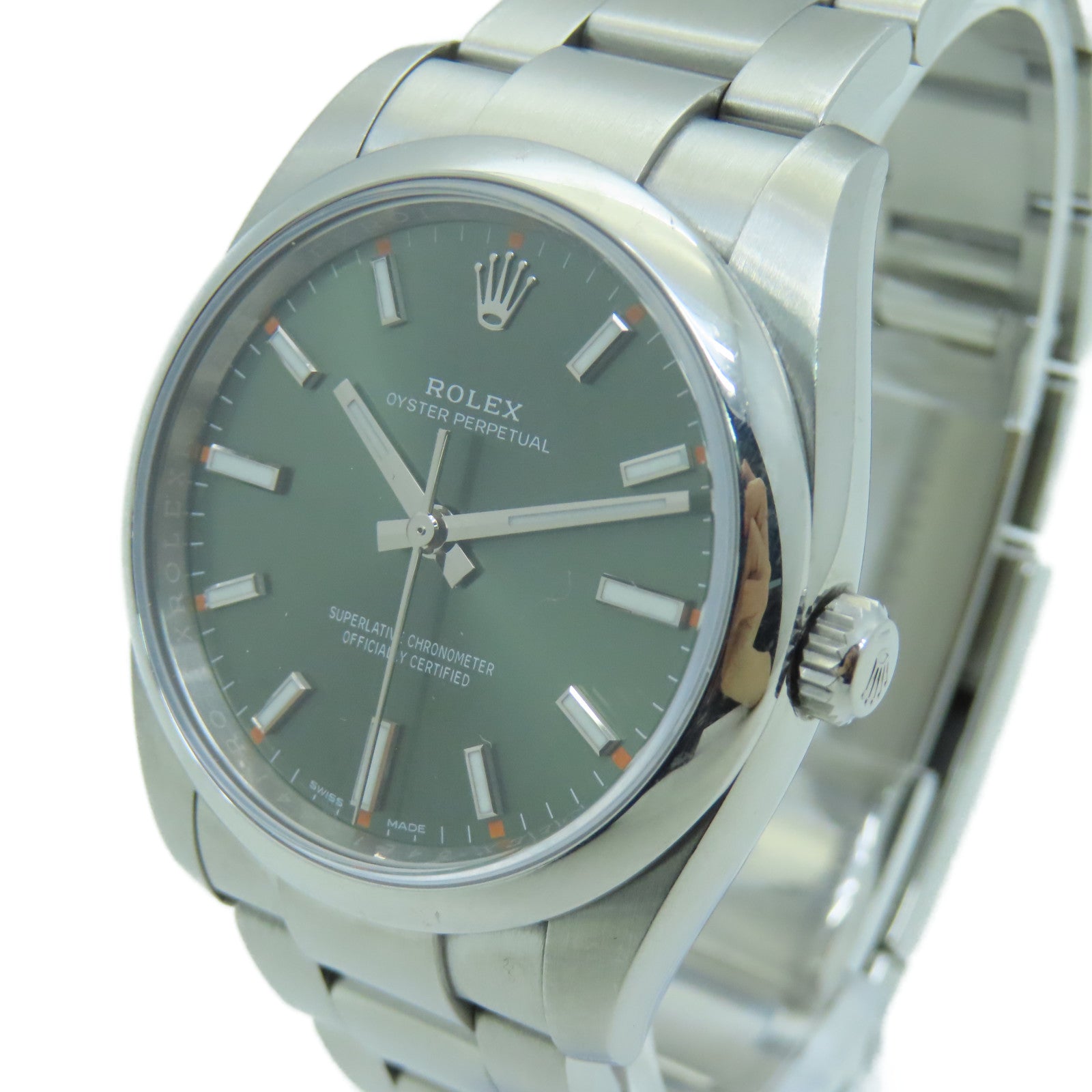 ROLEX Oyster Perpetual Stainless Steel Watch Automatic Movement Green