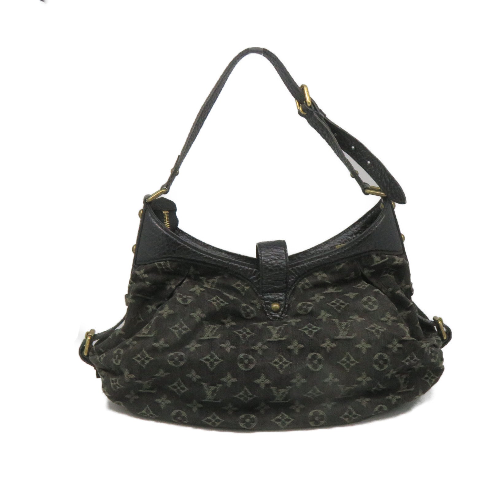 LOUIS VUITTON Monogram Denim XS Shoulder Bag金扣肩背袋黑色