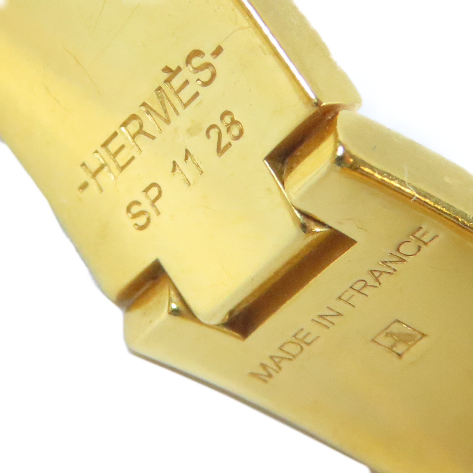 HERMES 金屬Clic H手鐲金色/橙色#15.75cm