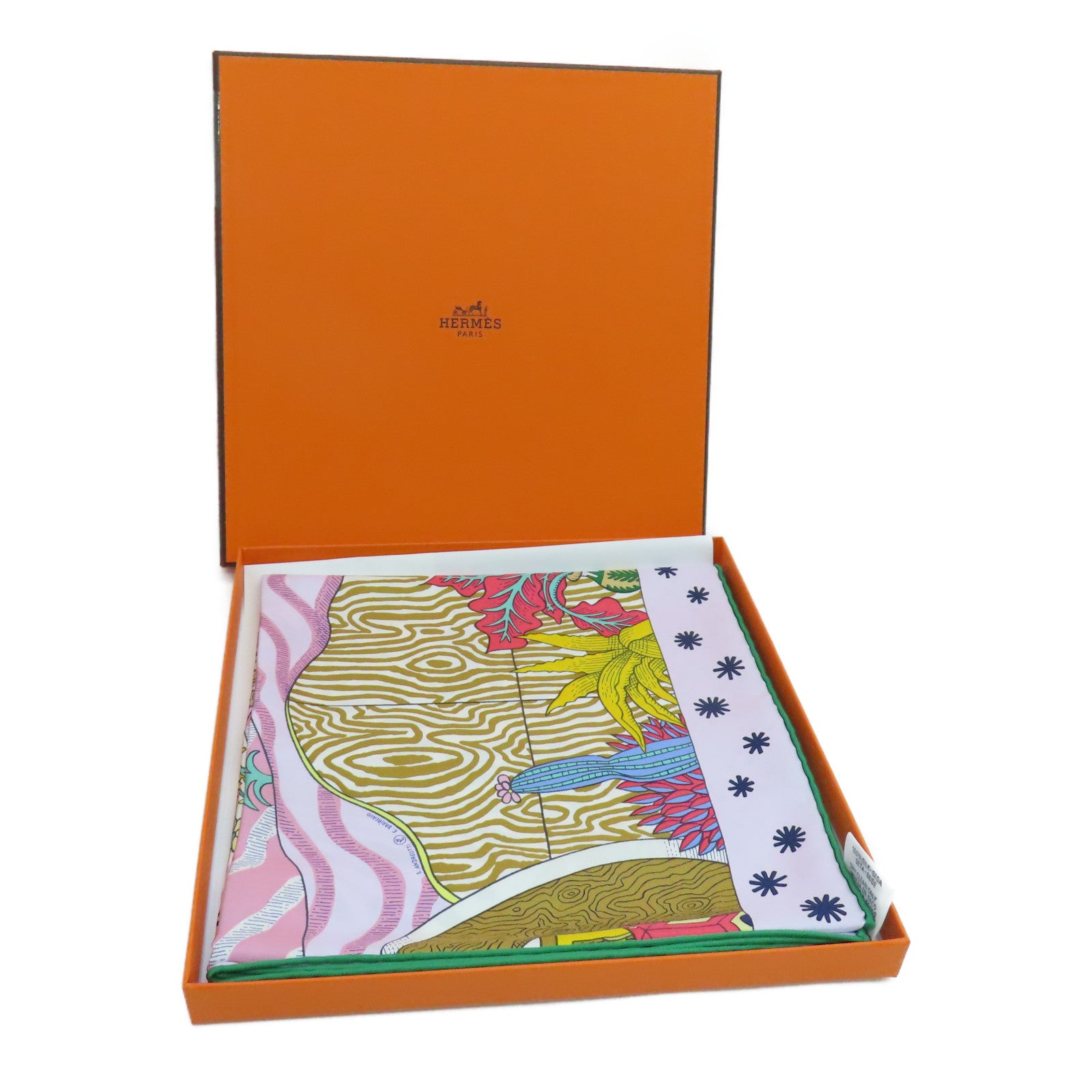 HERMES Silk Scarf Green/Color