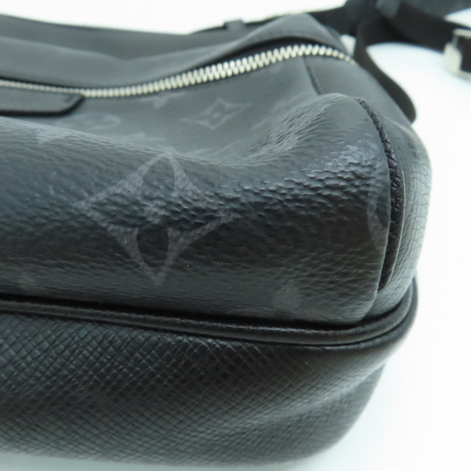 LOUIS VUITTON Monogram Eclipse Outdoor Messenger PM Silver Buckle Shoulder Bag Black