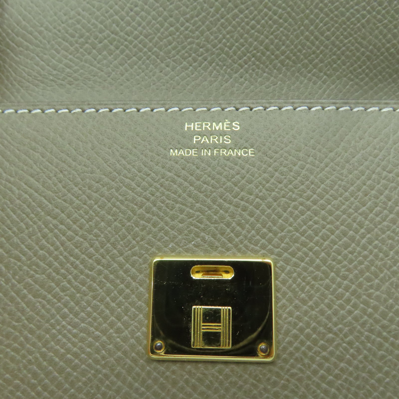HERMES Epsom皮革Clic金扣卡片套啡色