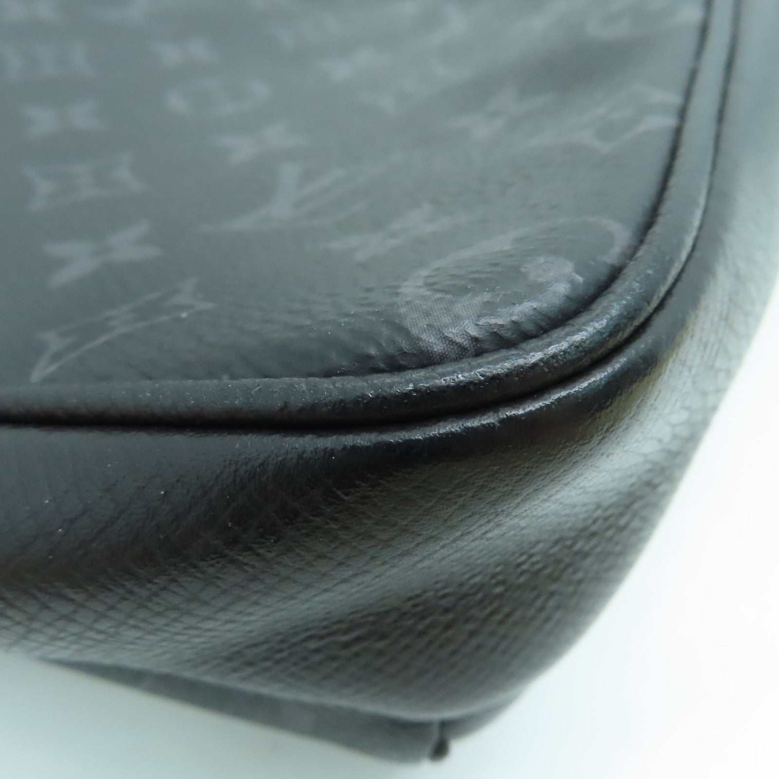 LOUIS VUITTON Monogram Eclipse Outdoor Messenger PM Silver Buckle Shoulder Bag Black