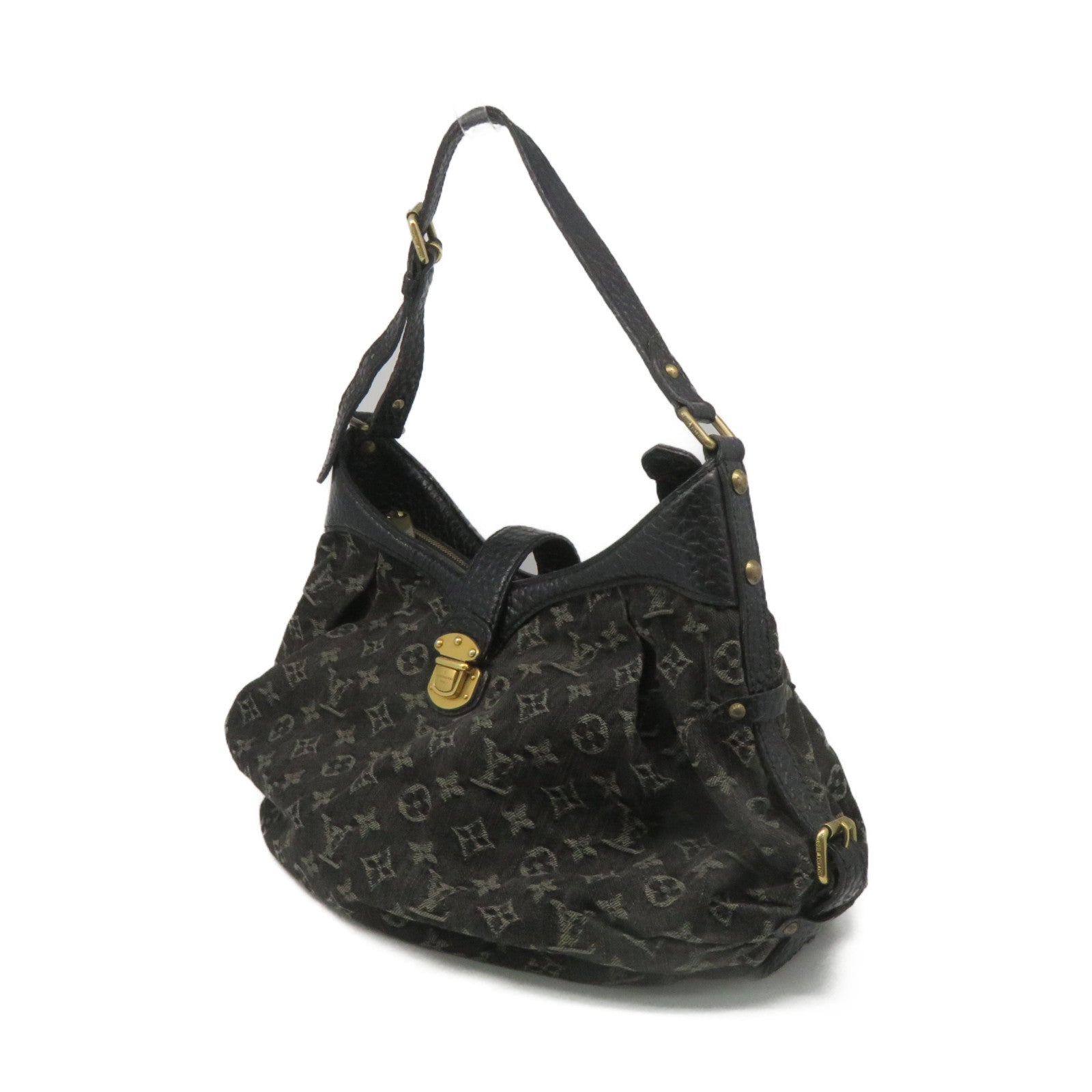 LOUIS VUITTON Monogram Denim XS Shoulder Bag金扣肩背袋黑色