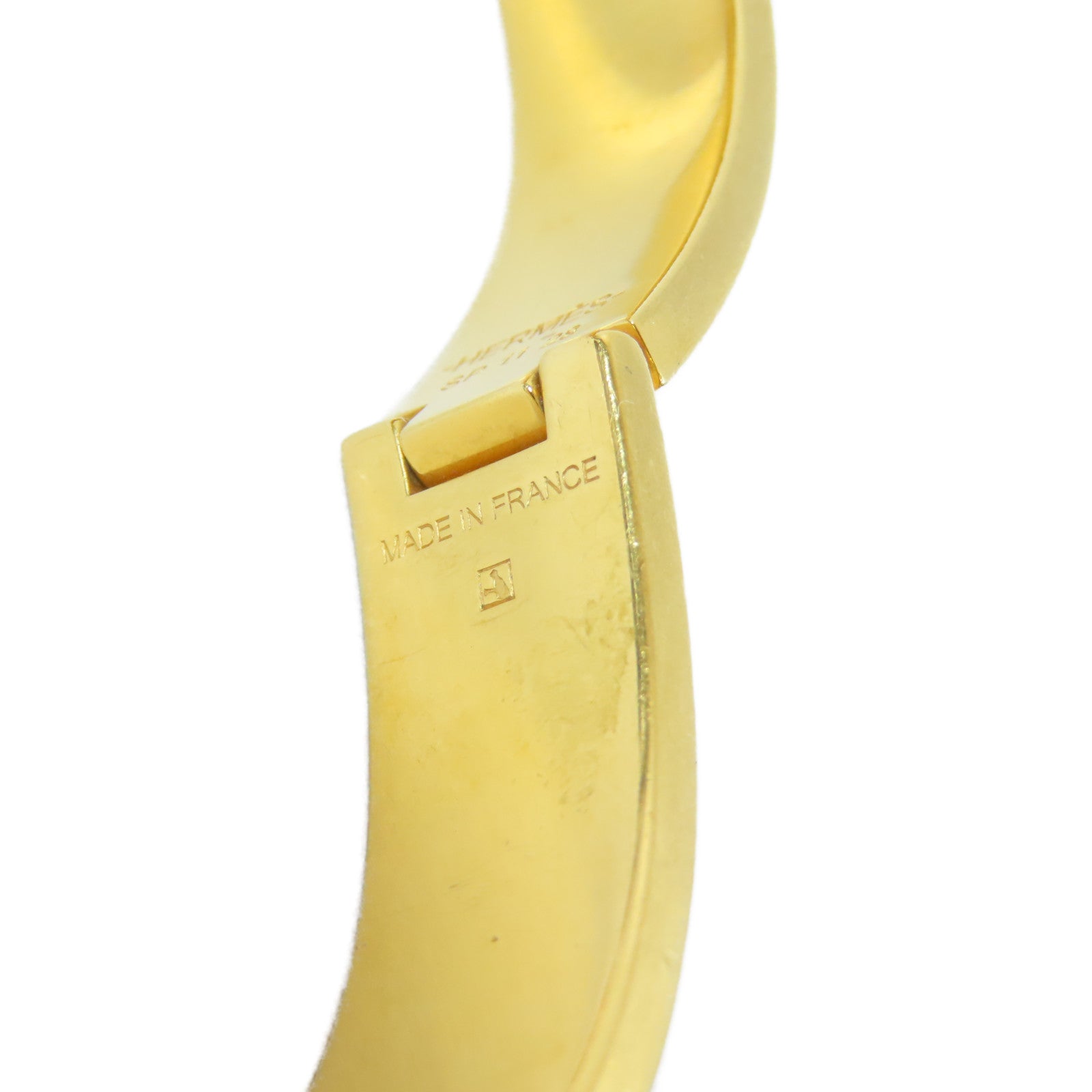 HERMES 金屬Clic H手鐲金色/橙色#15.75cm