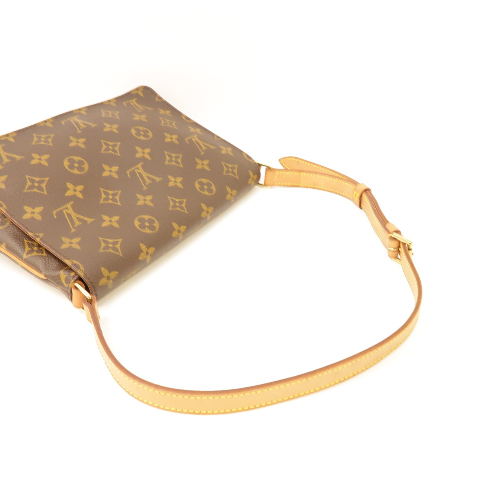 LOUIS VUITTON Monogram Musette Tango金扣肩背袋棕色
