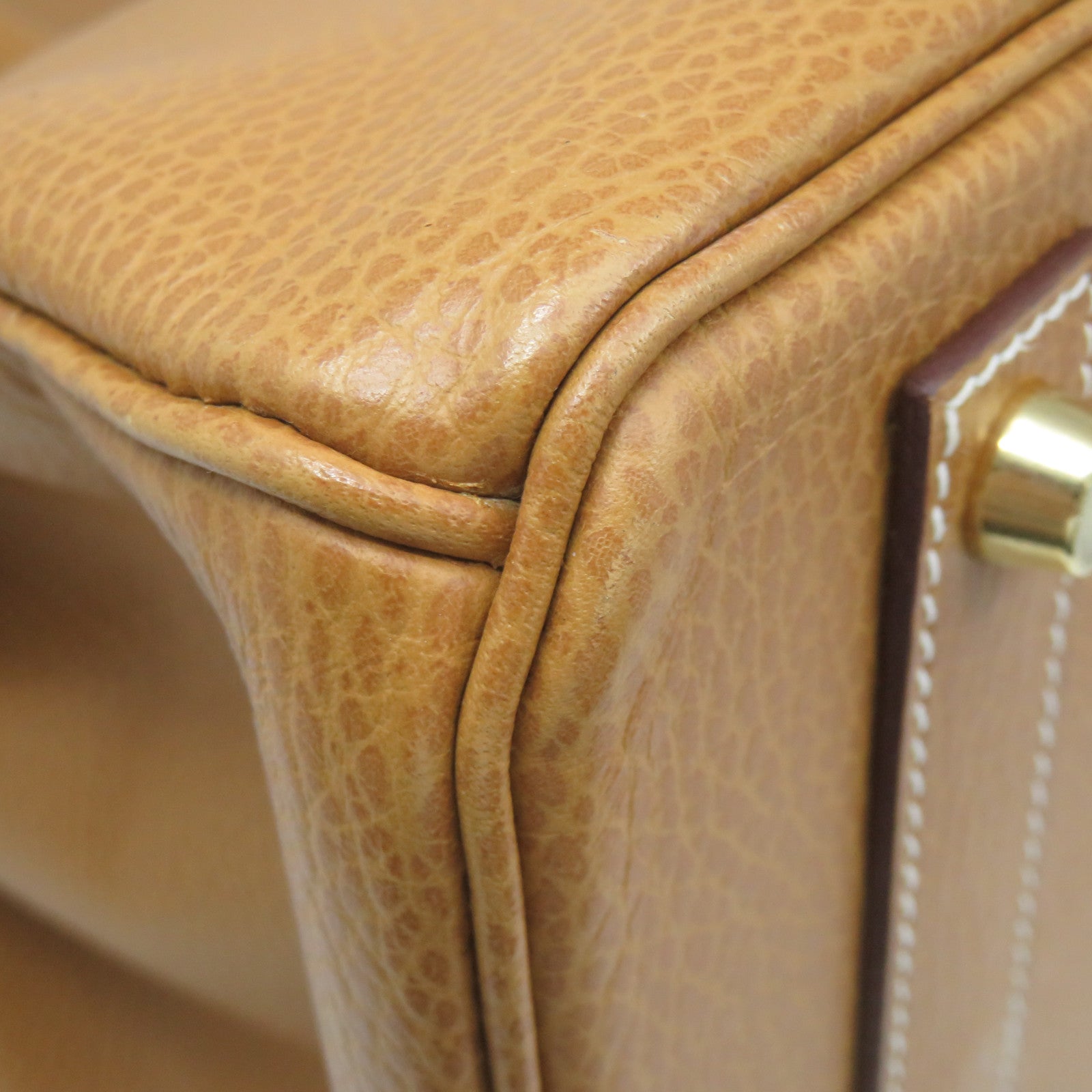HERMES Ardennes Leather Birkin 40 Hand Bag Gold Buckle Hand Bag Naturel Brown