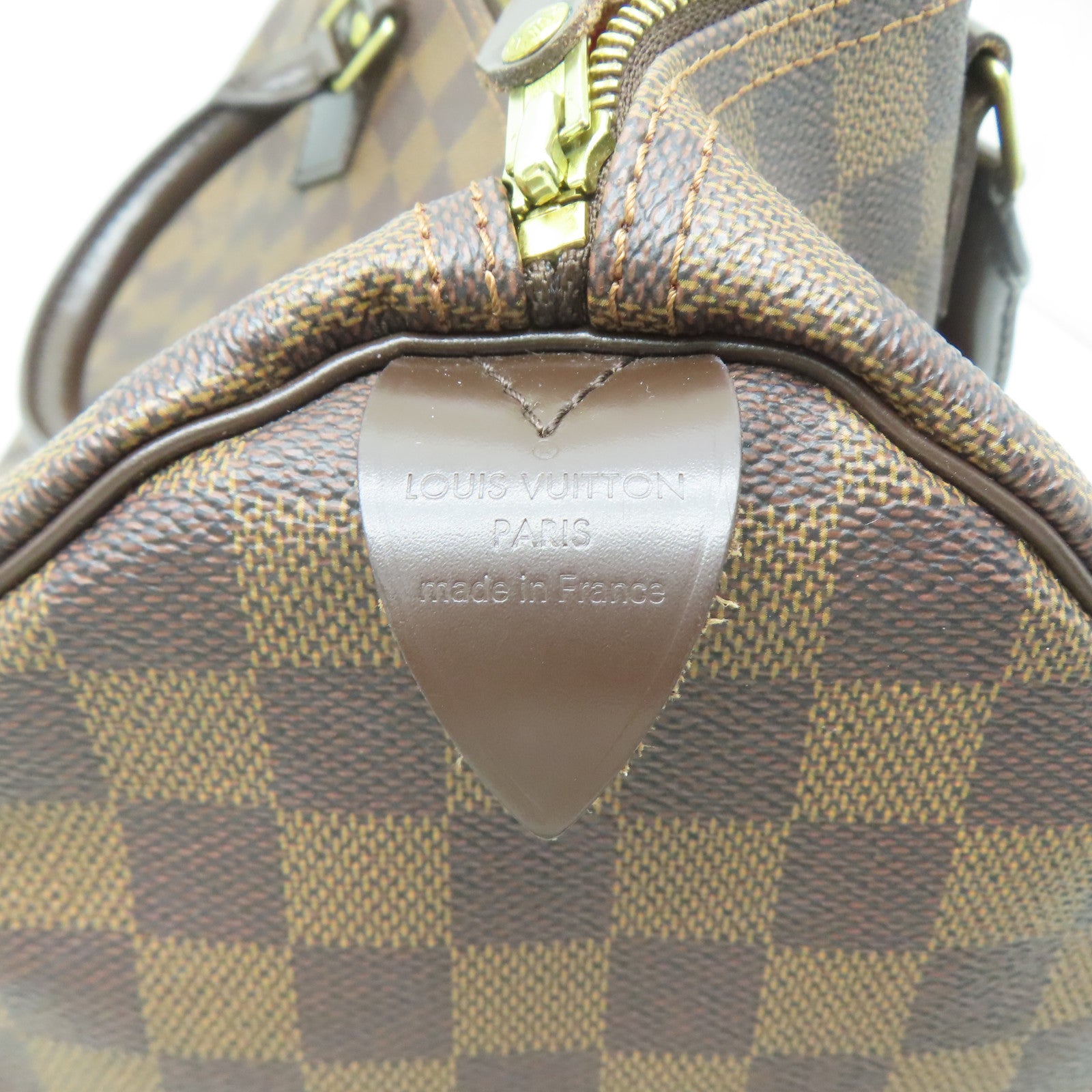LOUIS VUITTON Damier Speedy 35金扣手挽袋啡色