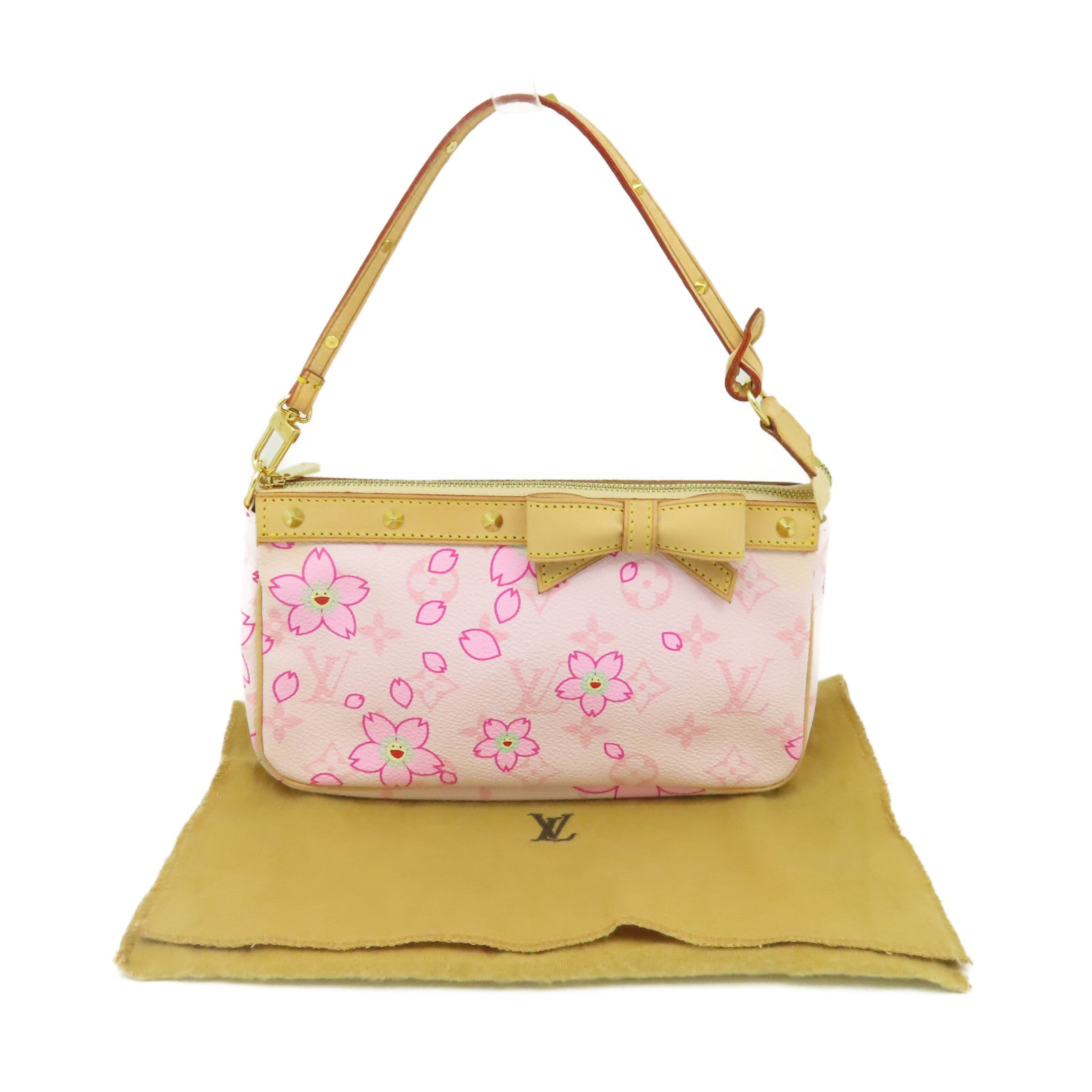 LOUIS VUITTON Monogram Cherry Blossom Pochette手挽袋粉紅色