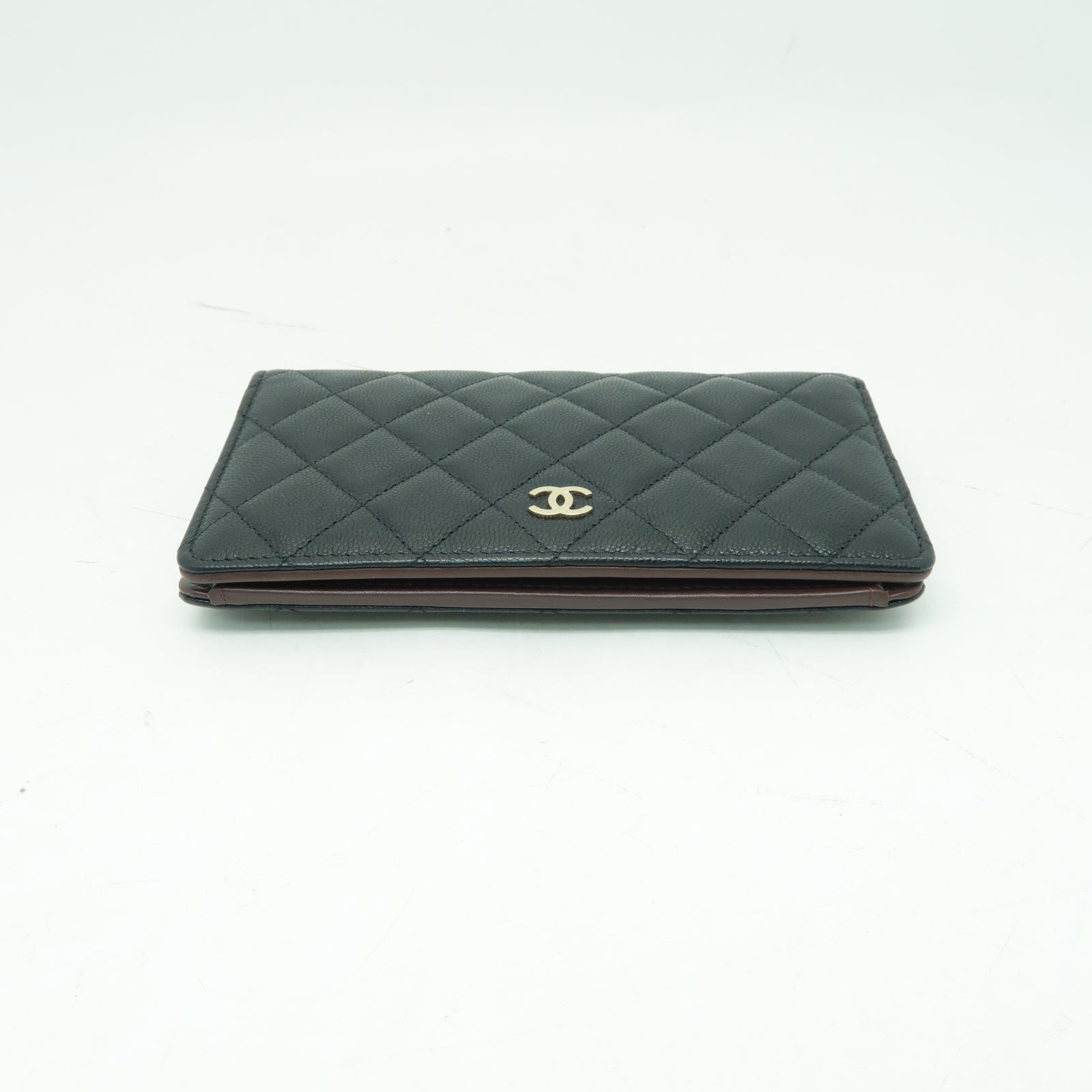 CHANEL 菱格Caviar皮革Long Wallet金扣長錢包黒色