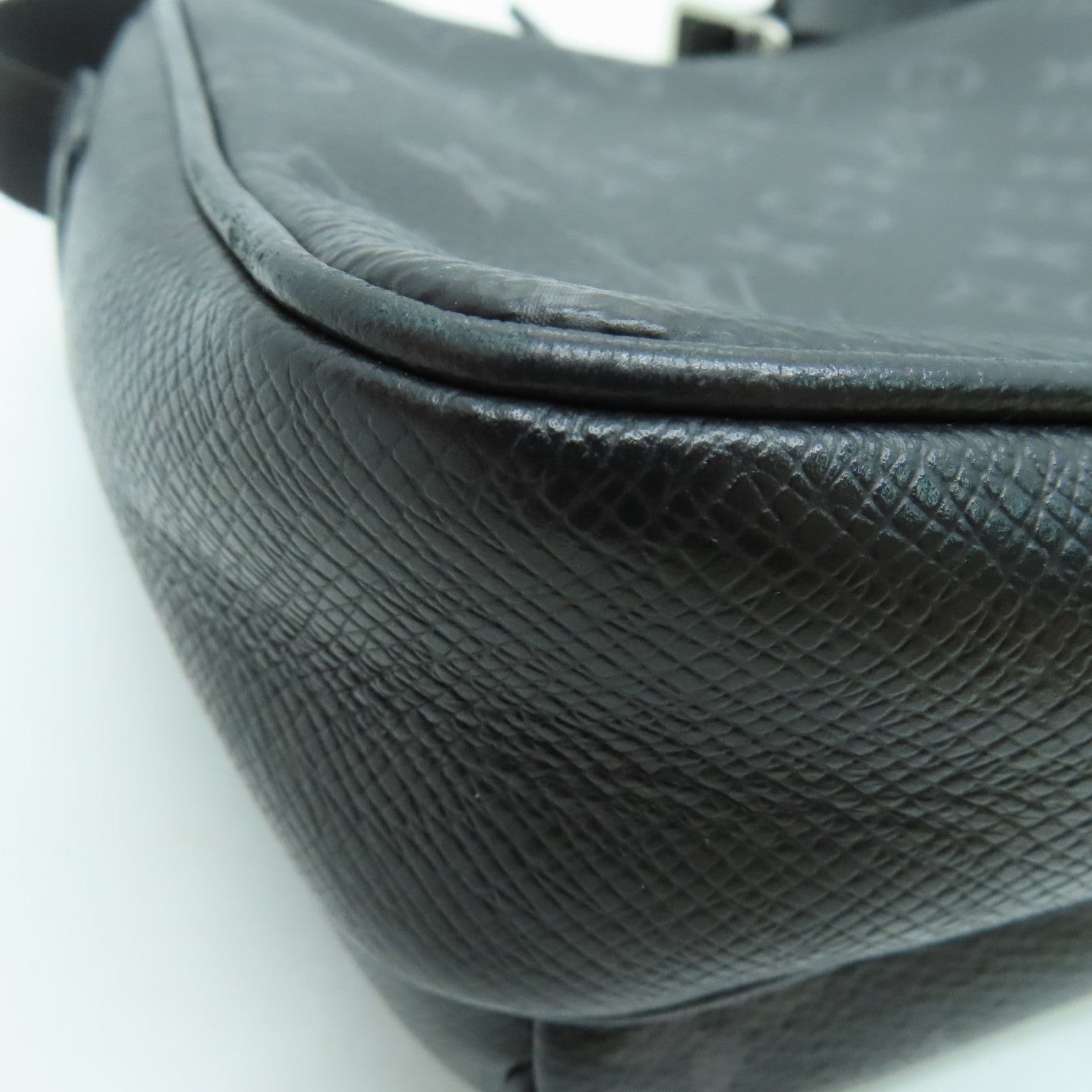 LOUIS VUITTON Monogram Eclipse Outdoor Messenger PM Silver Buckle Shoulder Bag Black