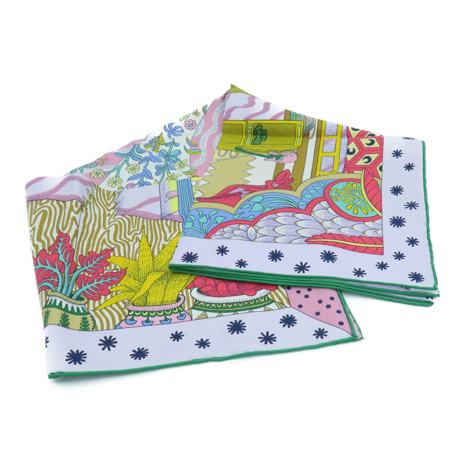 HERMES Silk Scarf Green/Color