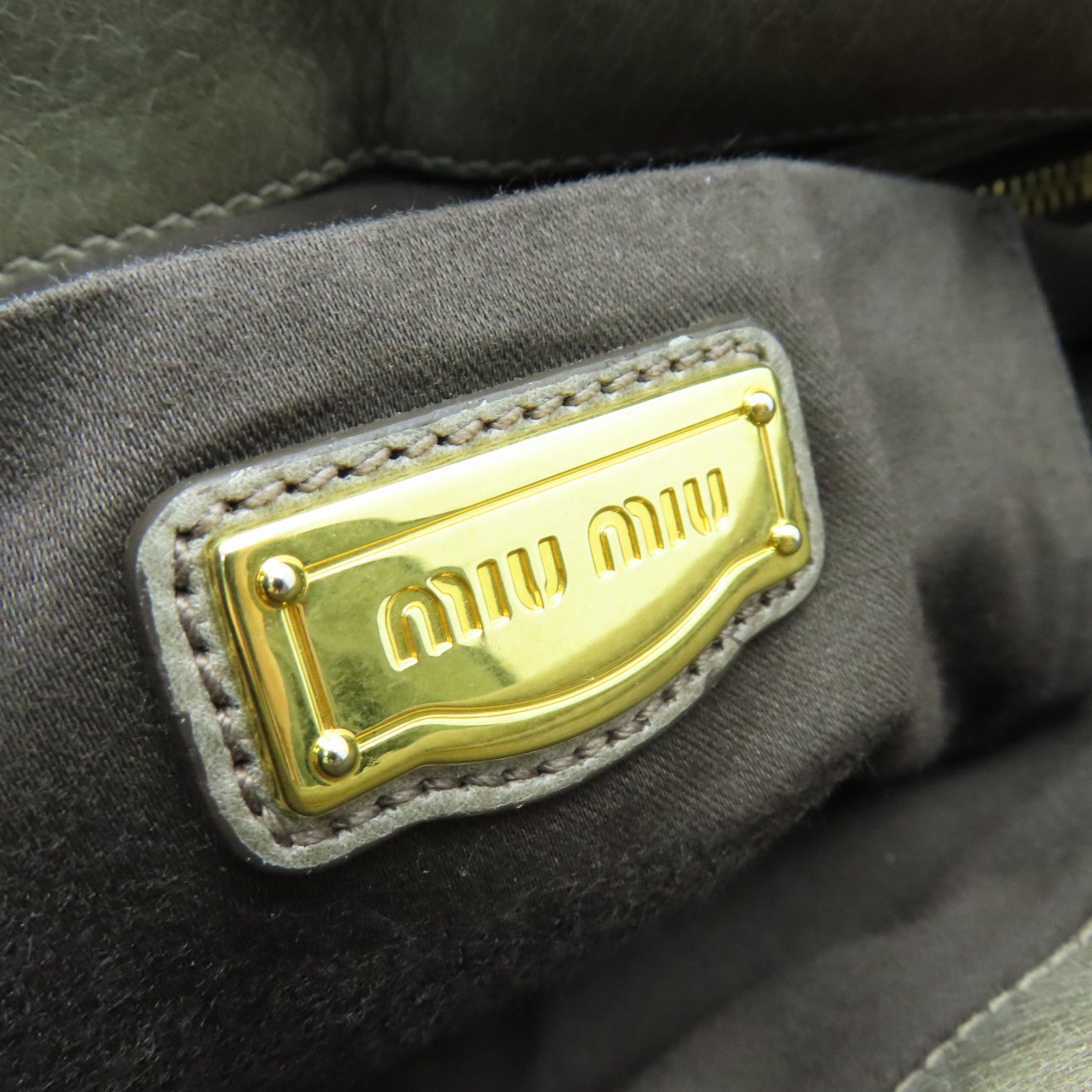 Miu Miu 【激減優惠】牛皮皮革Coffer Bag金扣手挽肩背兩用袋灰色
